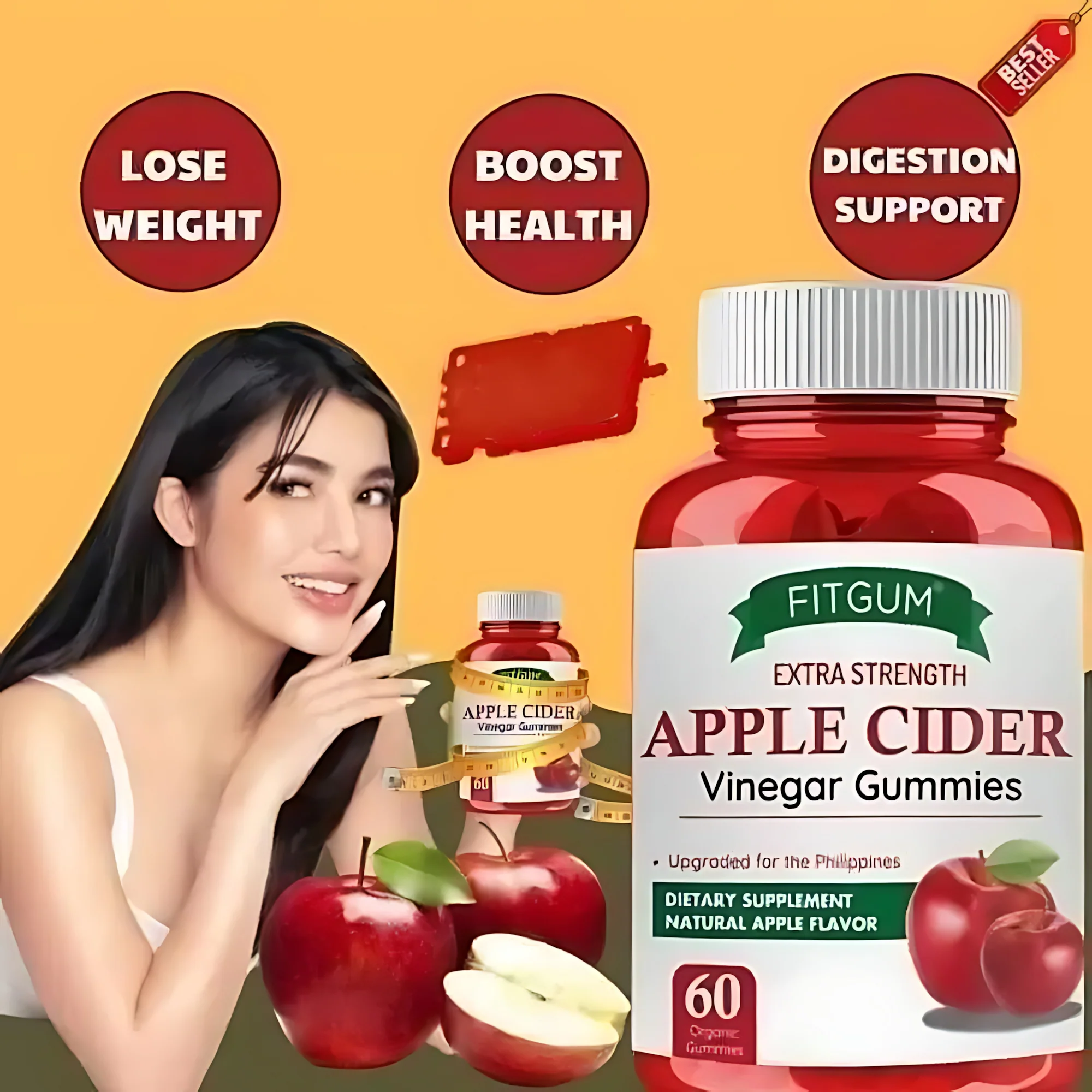 Fitgum Extra Strength Apple Cider Vinegar Gummies – 60 Organic Gummies (3pcs Combo Pack) - Image 13