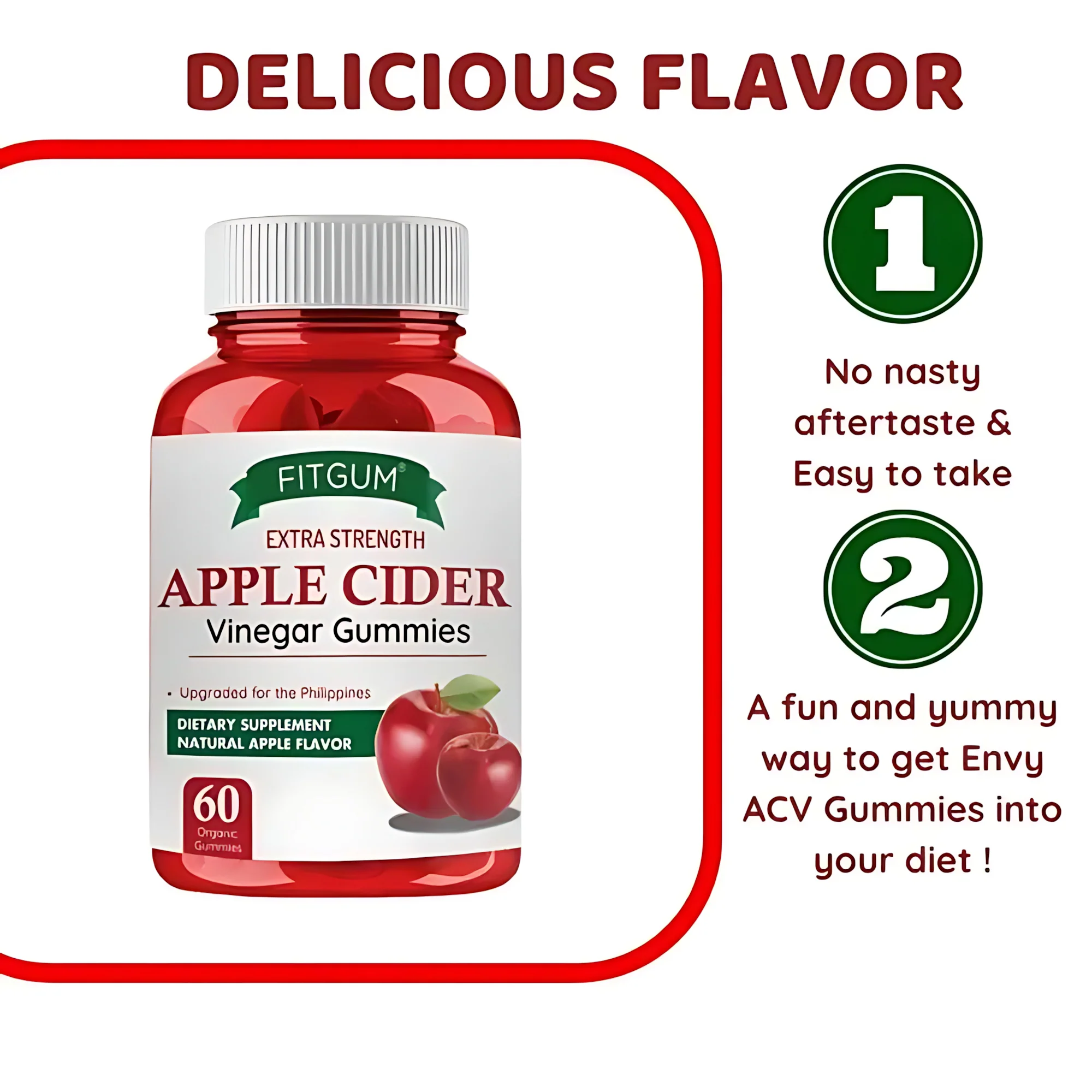 Fitgum Extra Strength Apple Cider Vinegar Gummies – 60 Organic Gummies (3pcs Combo Pack) - Image 5