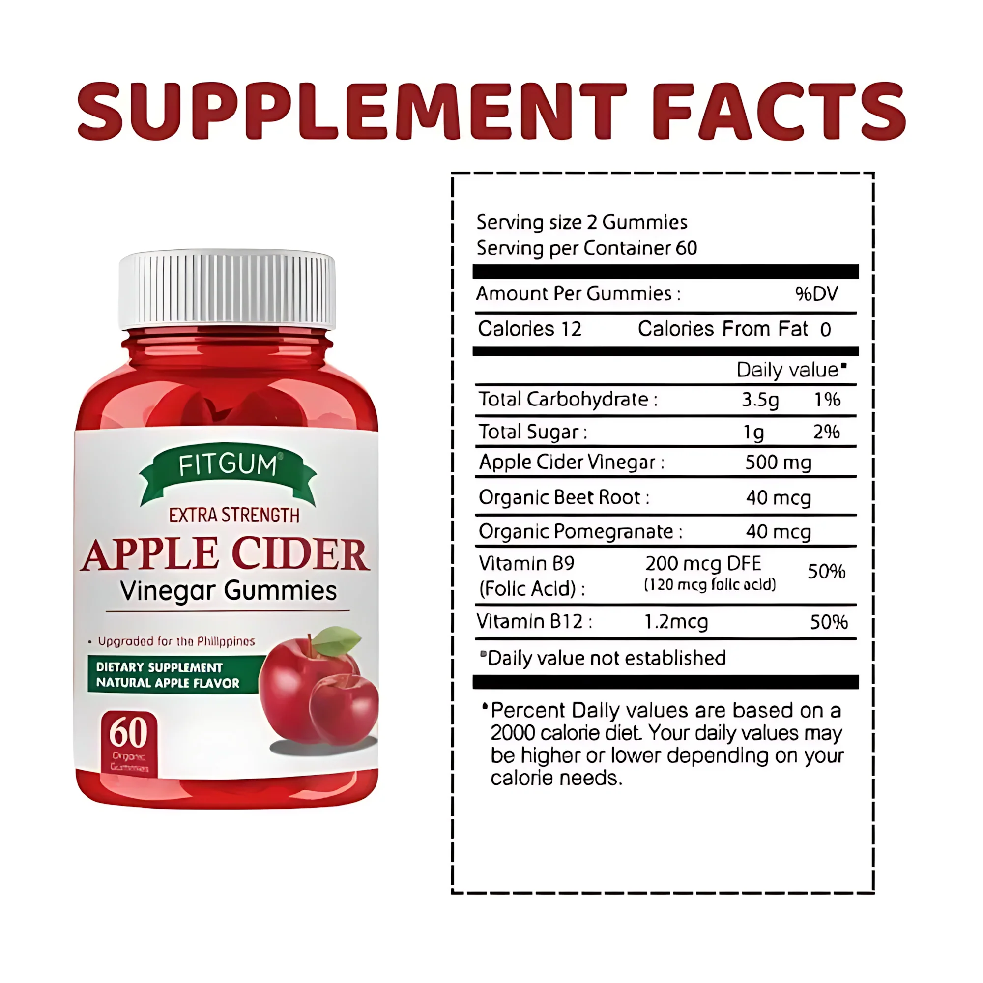 Fitgum Extra Strength Apple Cider Vinegar Gummies – 60 Organic Gummies (3pcs Combo Pack) - Image 8