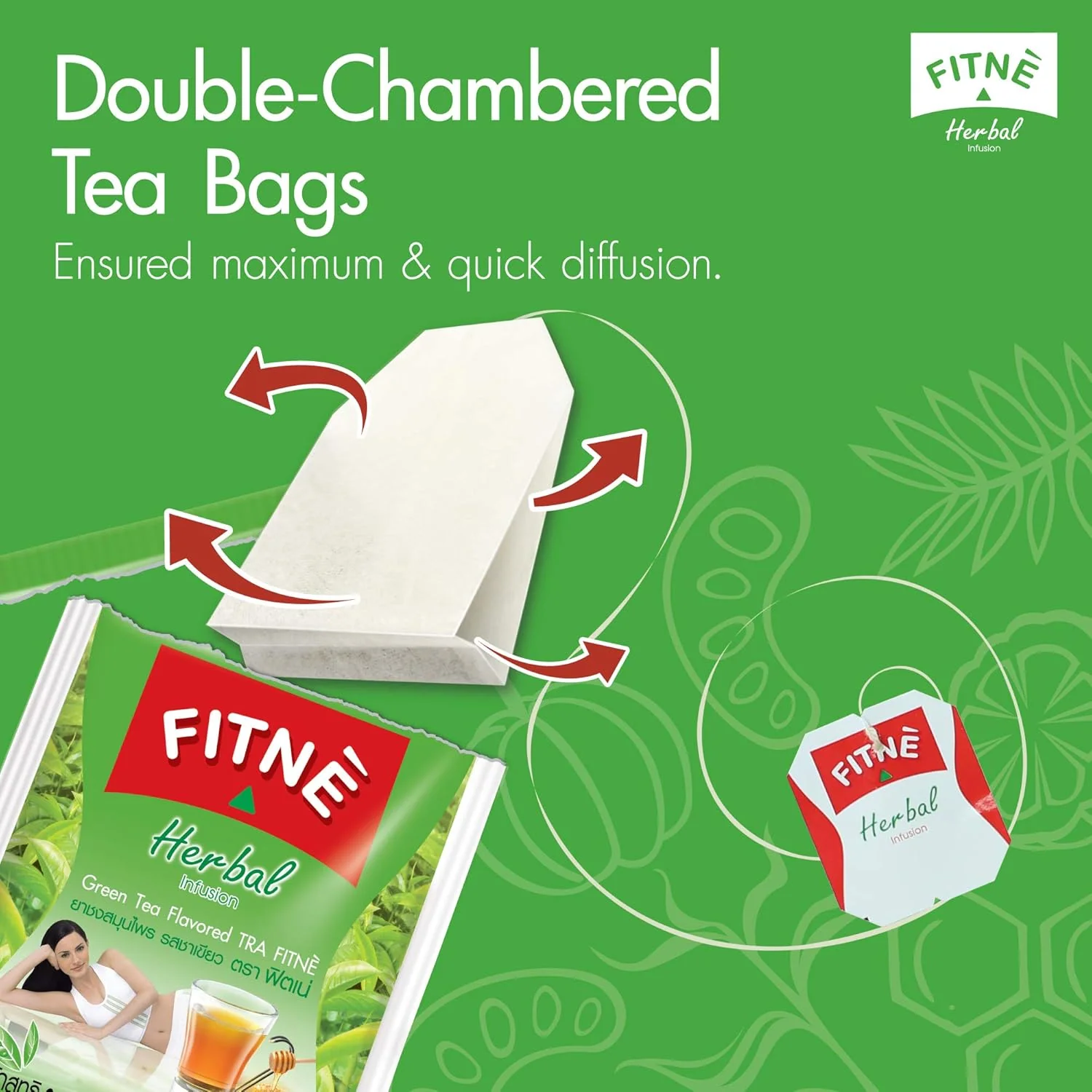 FITNE Herbal Infusion Green Tea Flavoured β 15 Tea Bags (2.65g each) - Image 3