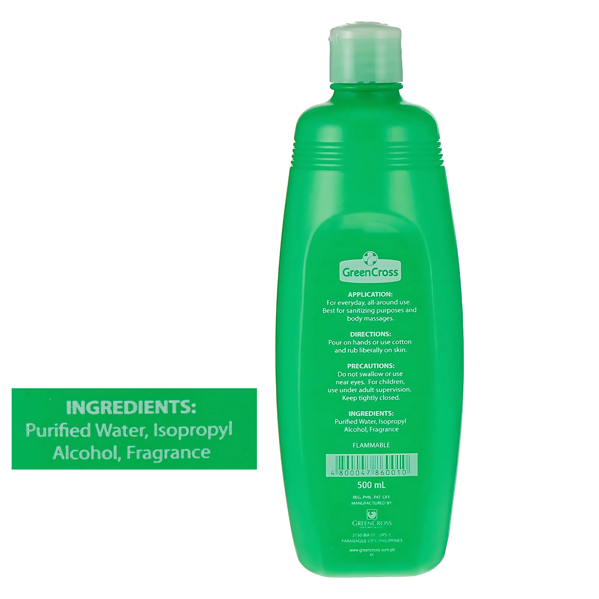 Green Cross Isopropyl Alcohol 40% Solution – 500 mL - Image 2