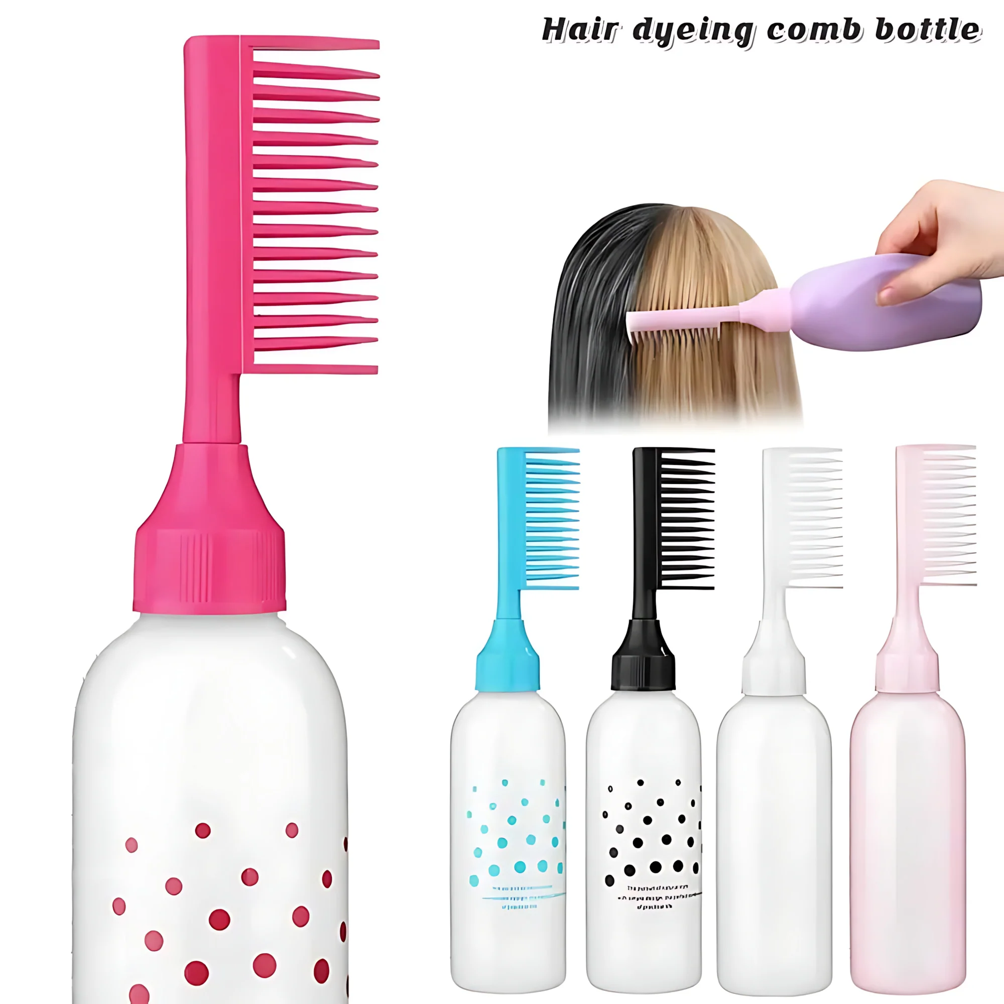Hair Dye or Oil Applicator Bottle with Root Comb - Image 12