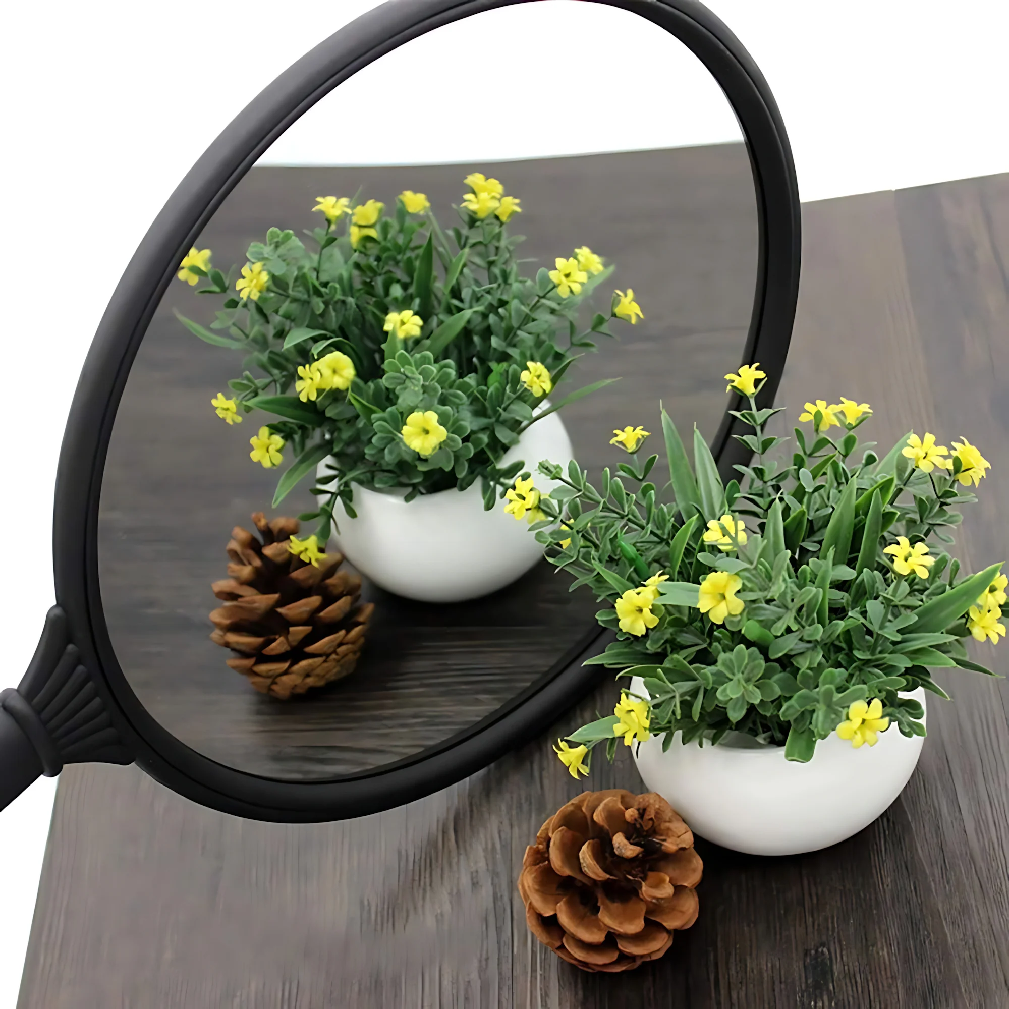 Hair Salon Handheld Mirror – Large Round Vanity Mirror with Handle (Black) - Image 3