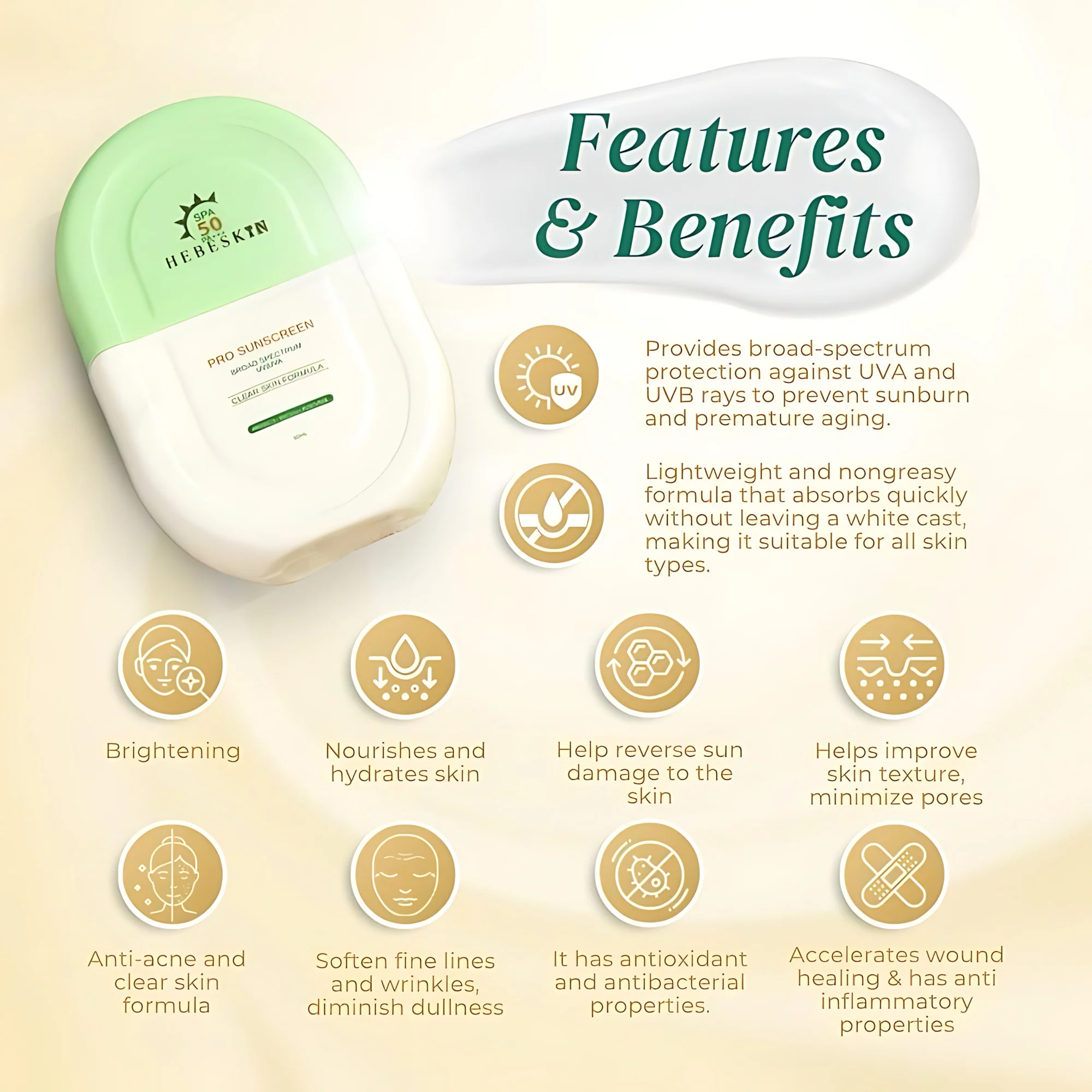 Hebeskin Pro Sunscreen SPA50 PA+++ – 50g - Image 4