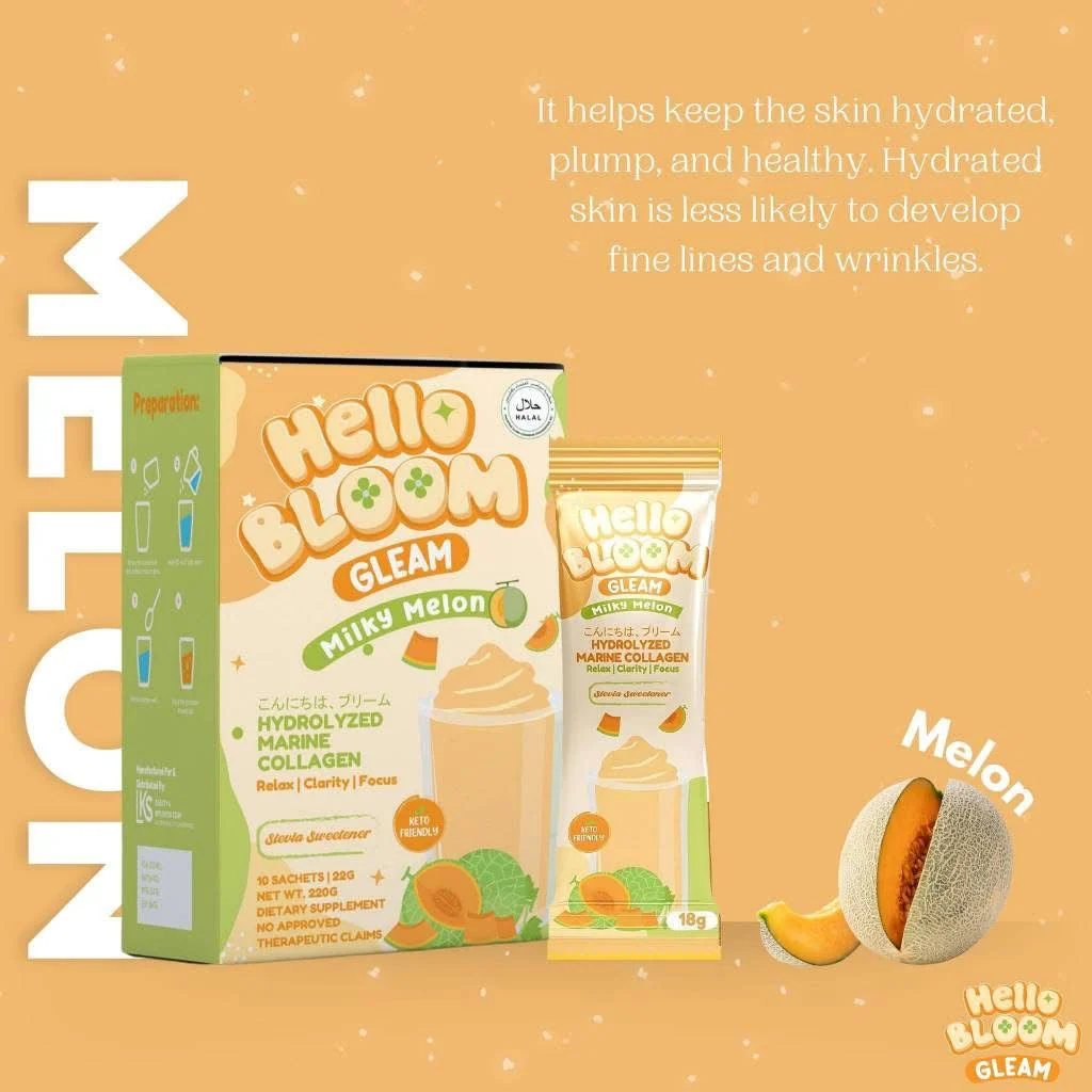 Hello Bloom Gleam Milky Melon Collagen Beauty Supplement - 180g - Image 5