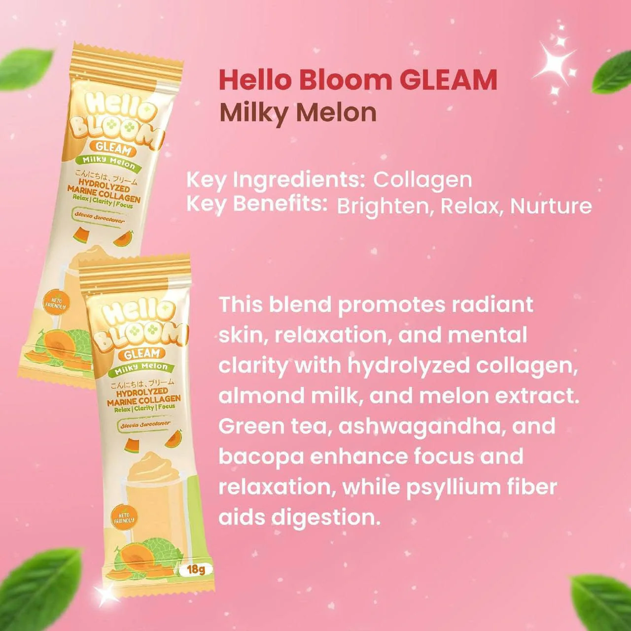 Hello Bloom Gleam Milky Melon Collagen Beauty Supplement - 180g - Image 6