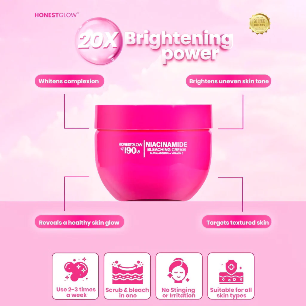 Honest Glow 190 – Niacinamide Bleaching Cream (250ML) - Image 3
