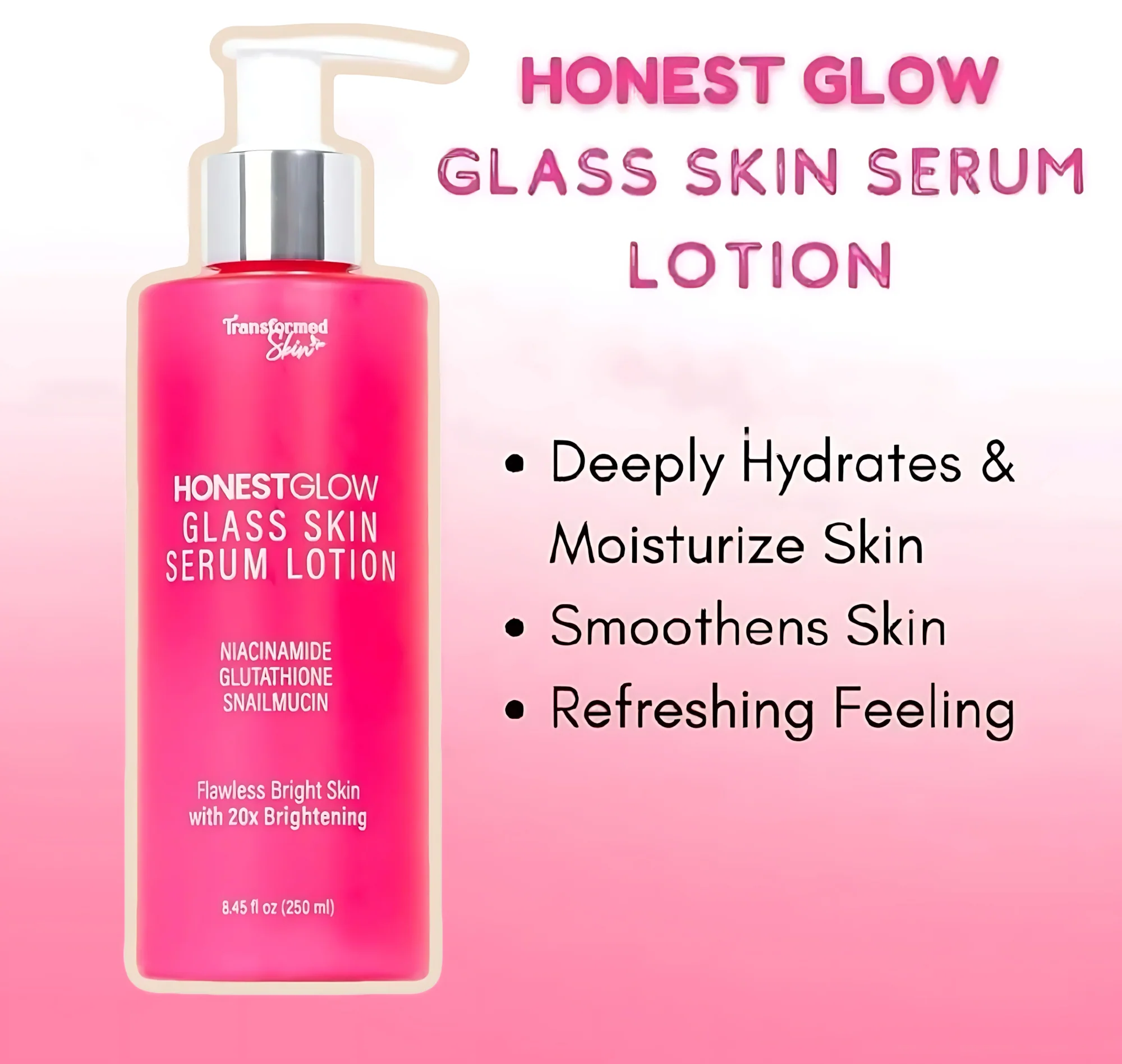HONESTGLOW Glass Skin Serum Lotion – Niacinamide, Glutathione & Snail Mucin – SPF 50 PA+++(250ml) - Image 11