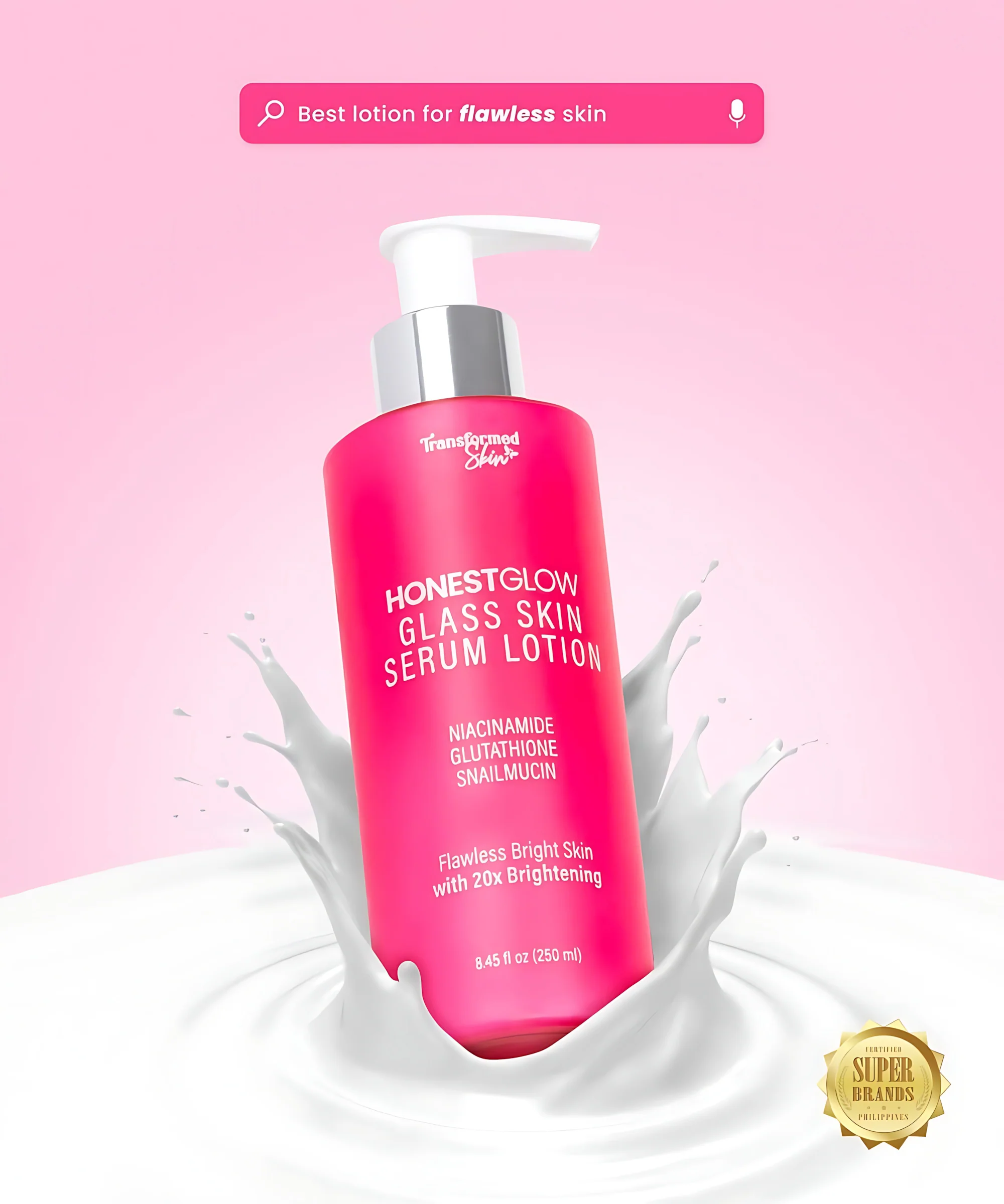 HONESTGLOW Glass Skin Serum Lotion – Niacinamide, Glutathione & Snail Mucin – SPF 50 PA+++(250ml) - Image 12