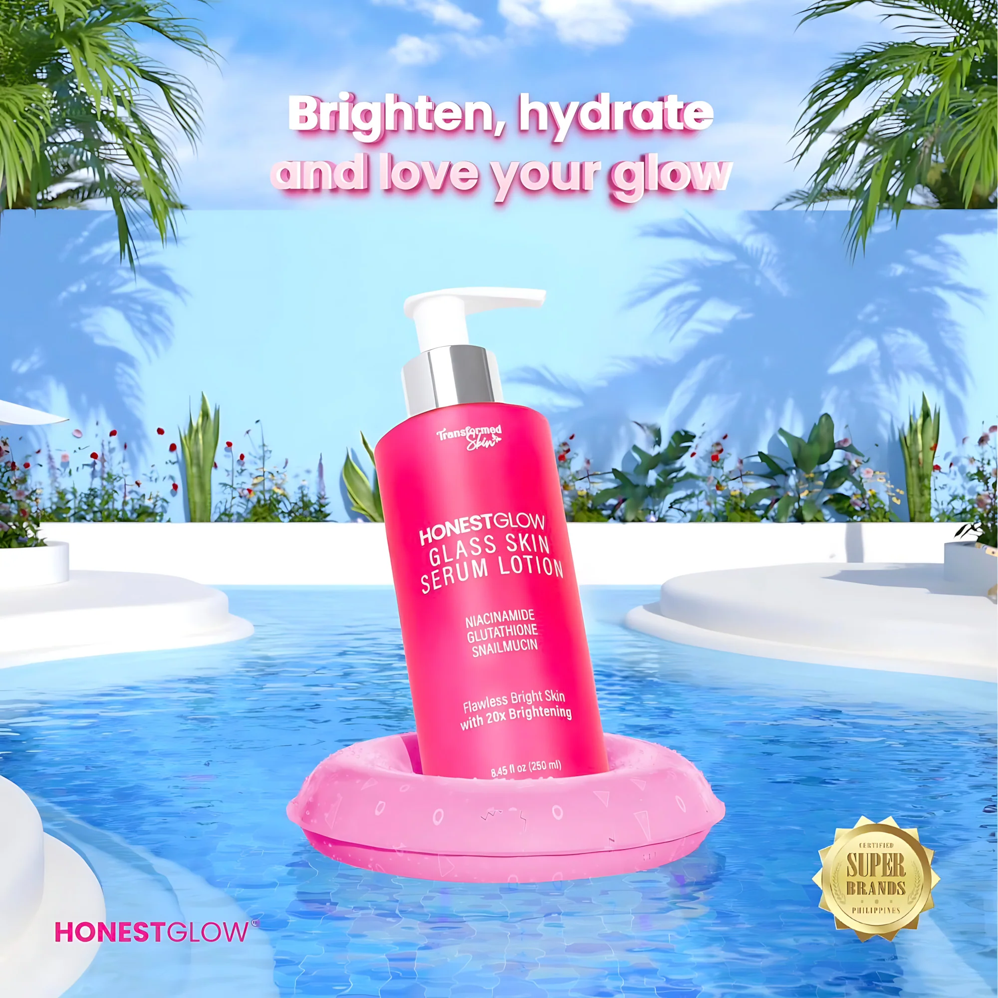 HONESTGLOW Glass Skin Serum Lotion – Niacinamide, Glutathione & Snail Mucin – SPF 50 PA+++(250ml) - Image 3