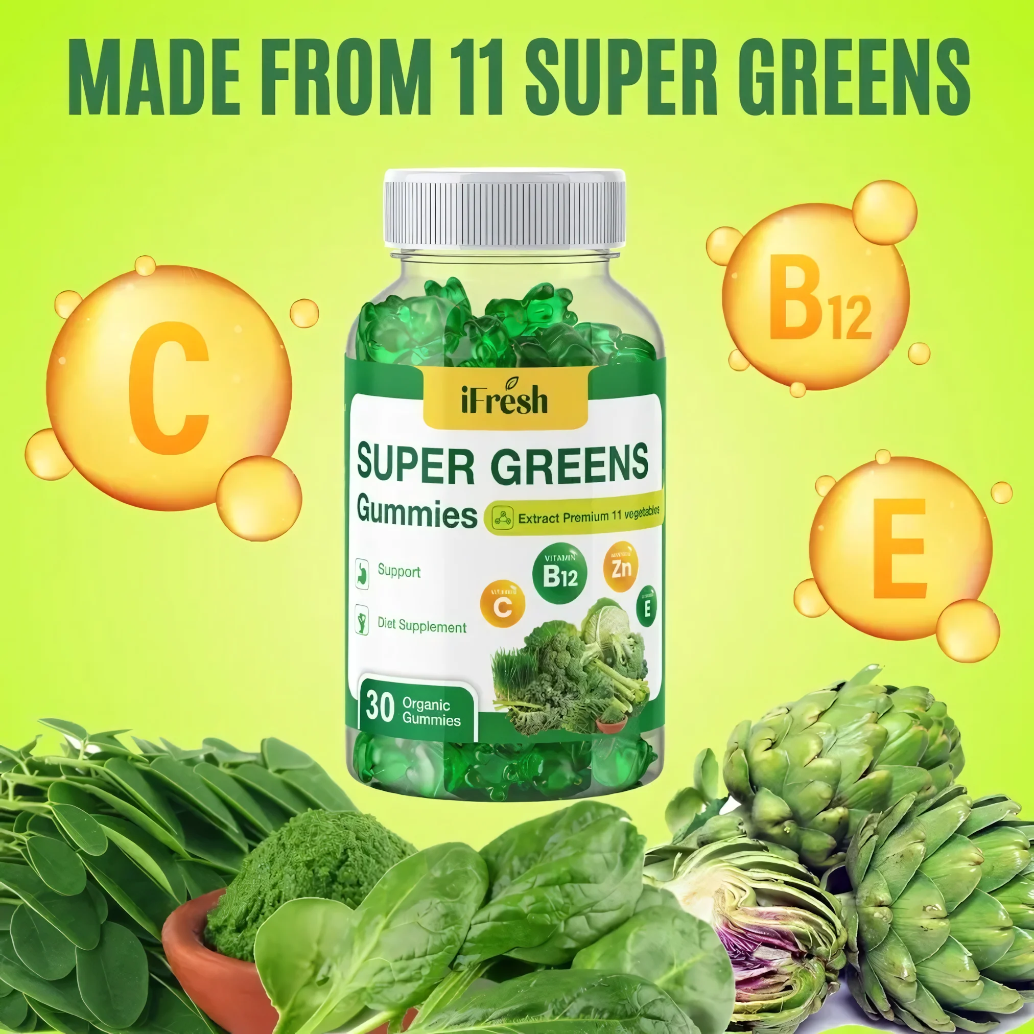 iFresh SUPER GREENS GUMMIES – Detox, Digestive Health & Immune Support (30 Gummies) - Image 5