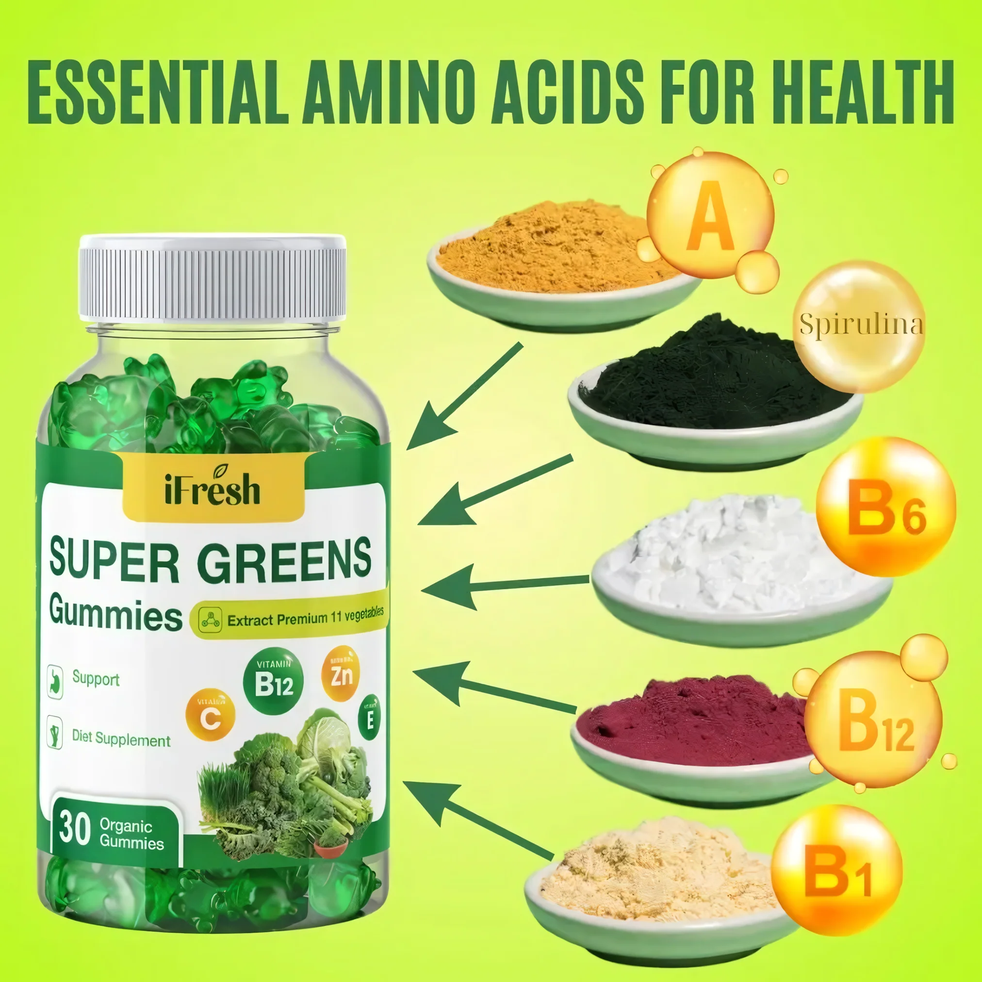 iFresh SUPER GREENS GUMMIES – Detox, Digestive Health & Immune Support (30 Gummies) - Image 6