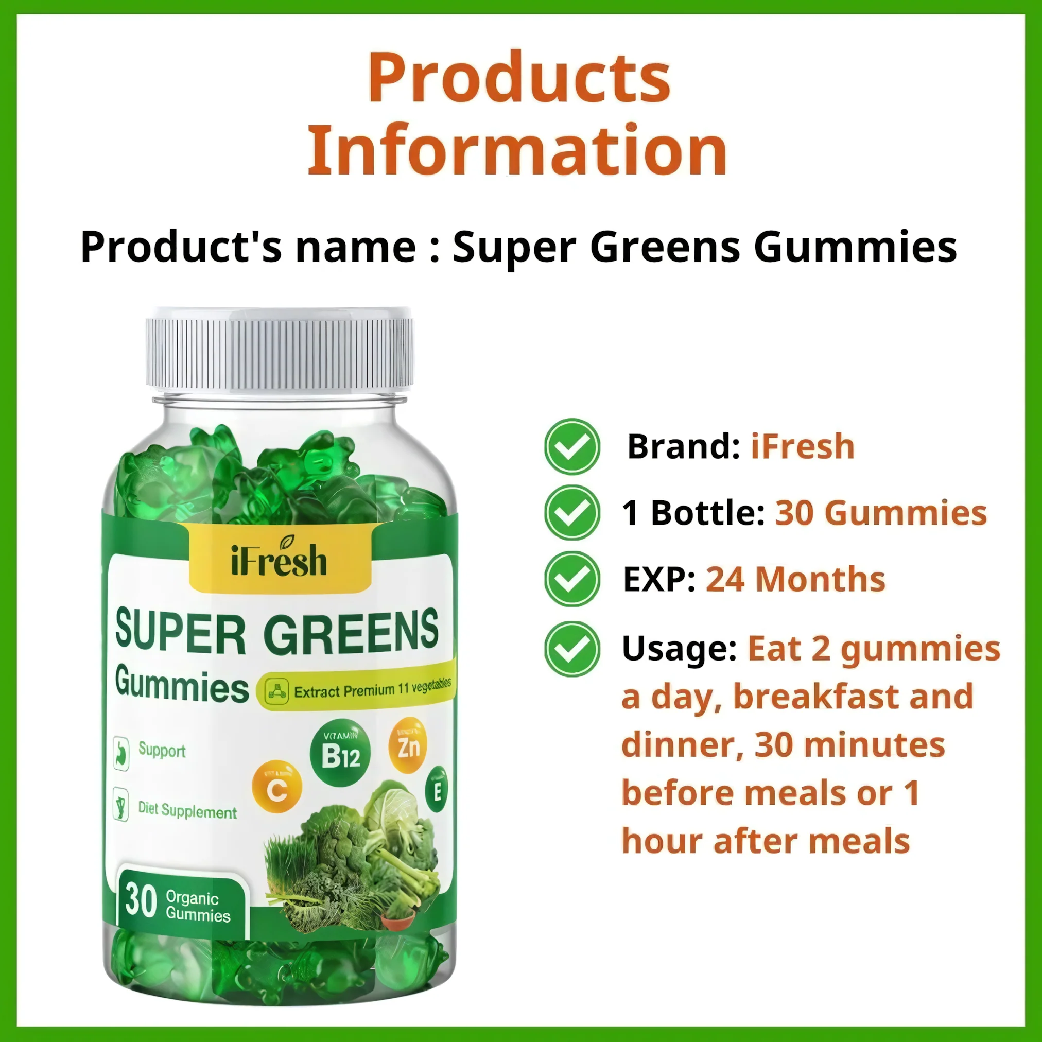 iFresh SUPER GREENS GUMMIES – Detox, Digestive Health & Immune Support (30 Gummies) - Image 7