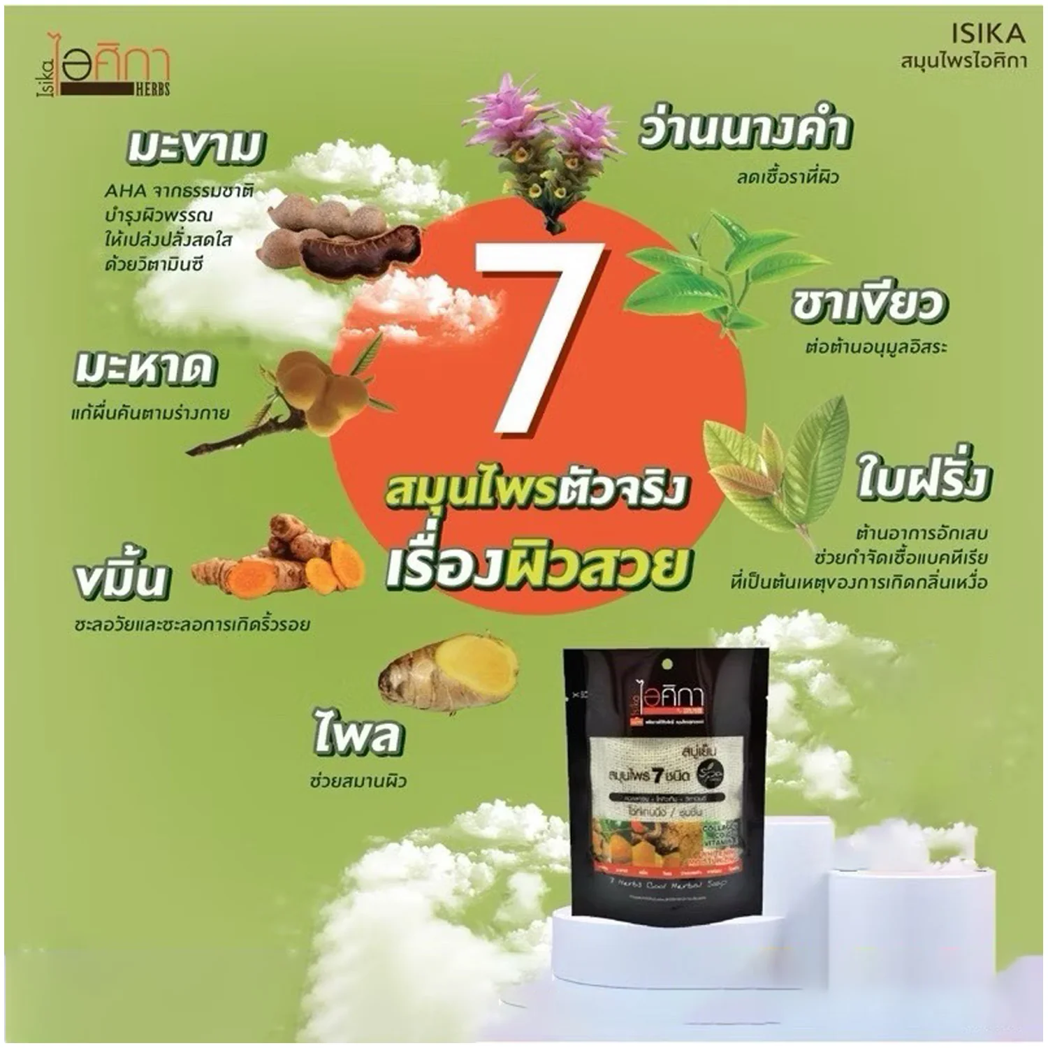 Isika 7 Herbs Cool Herbal Soap - 70g - Image 6