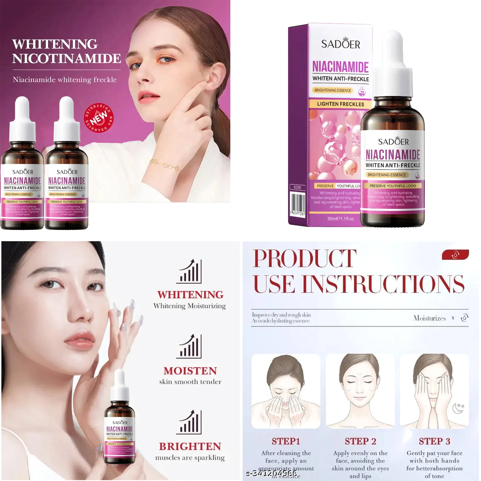 Kniyea VC Toner + Sadoer Niacinamide + Kiss Beauty Sunscreen + Retinol Placenta Royal Dragon Blood Cream – 4in1 Combo Set - Image 9