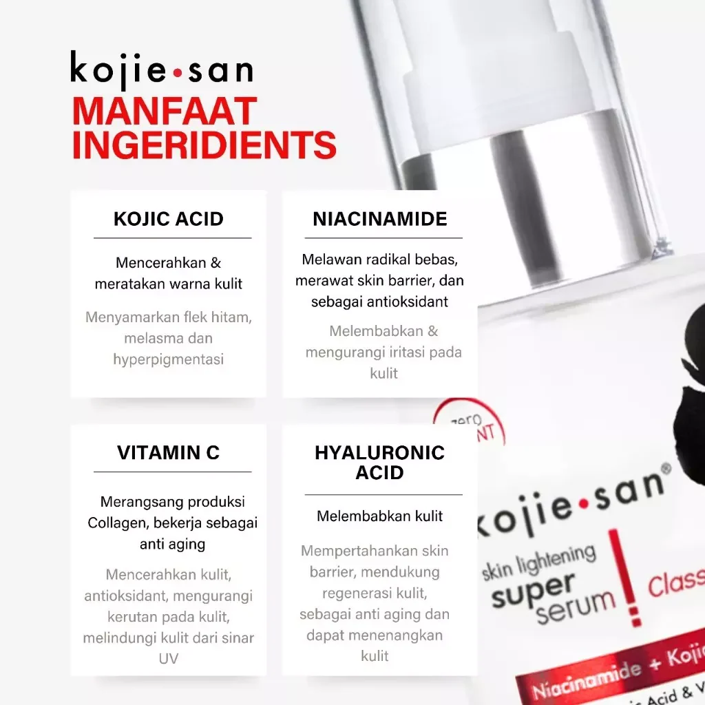 Kojie San Skin Lightening Super Serum Classic (Niacinamide + Kojic Acid with Hyaluronic & Vit C) - 30ml - Image 6