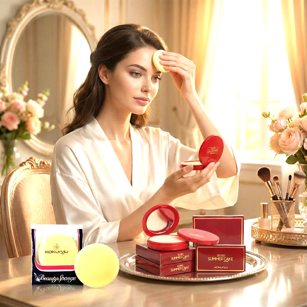 Kokuryu Super Summer Cake (Olive White) + Beauty Sponge – Flawless Finish Combo Pack - Image 4