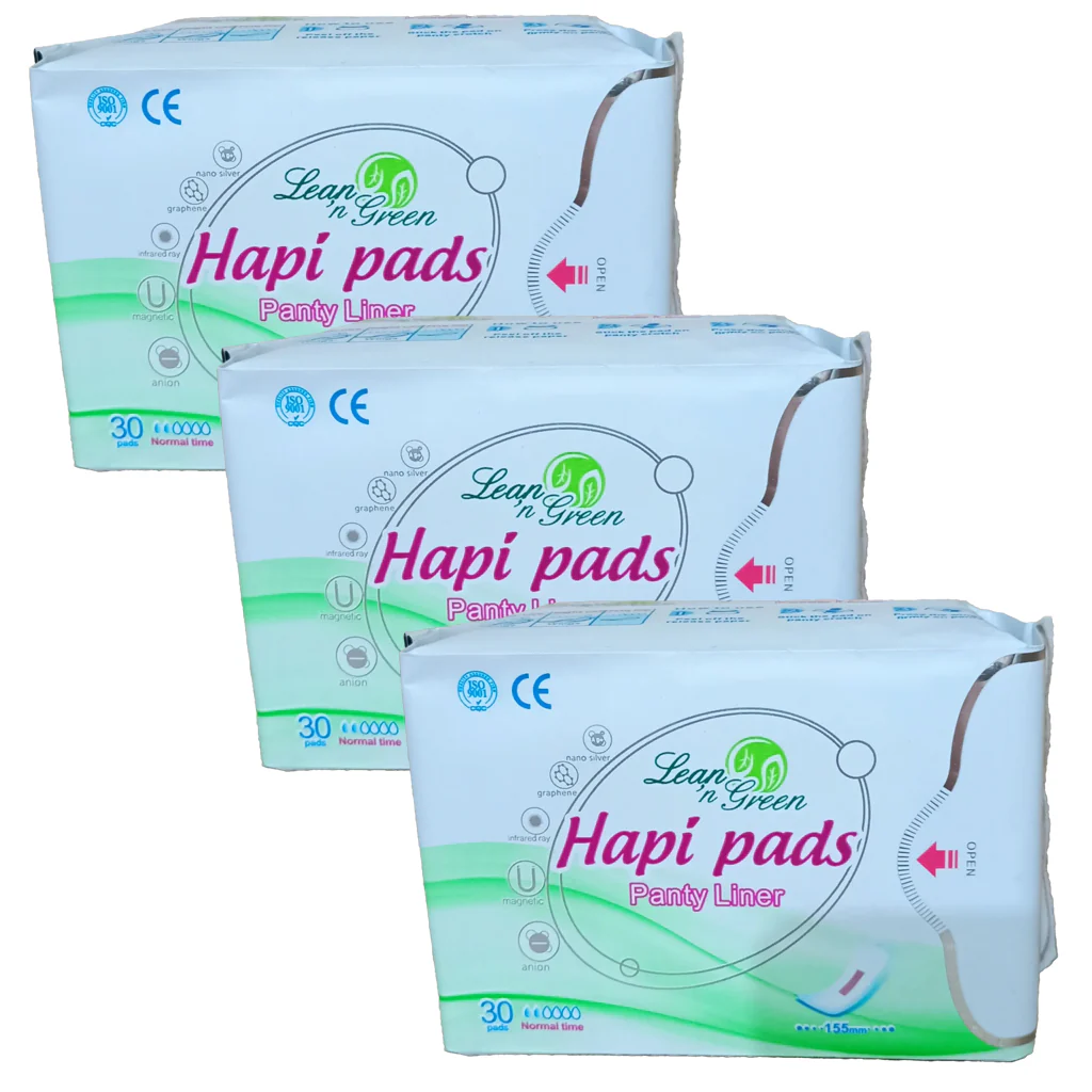 Lean’n Green Hapi Pads Panty Liner Normal Time - 3 pcs Combo Pack (30 Pads Each) - Image 3