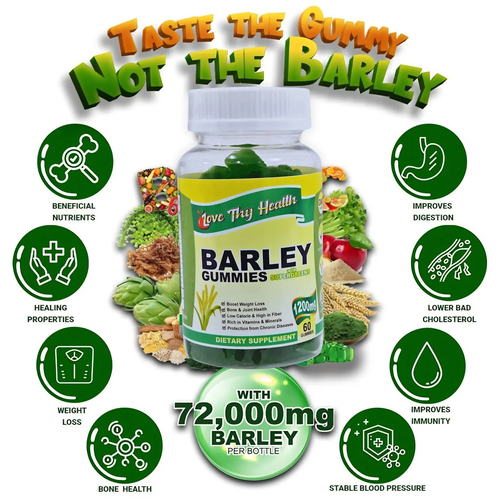 Love Thy Health Barley Gummies 60 Gummies - 3 PCS Combo - Image 10