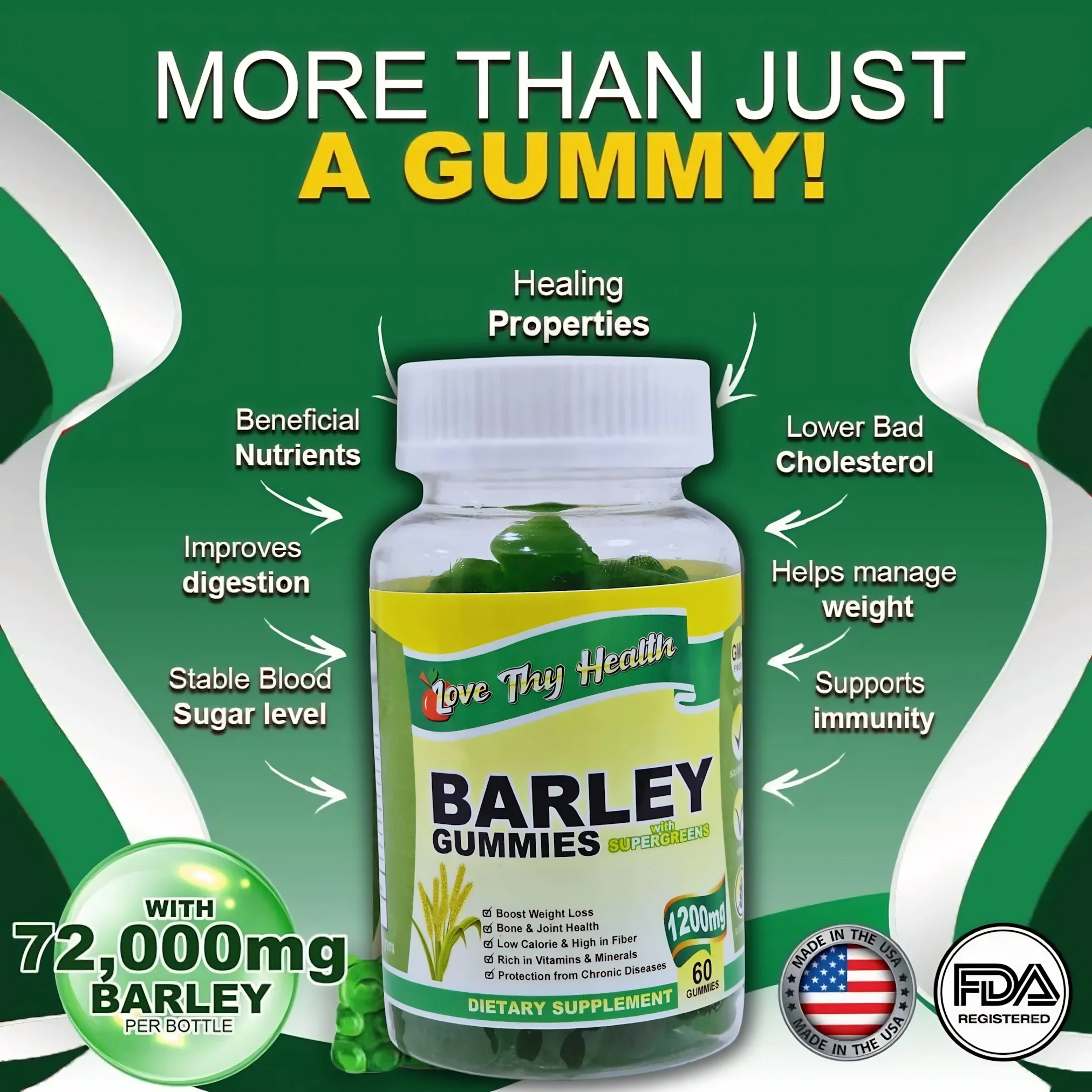 Love Thy Health Barley Gummies 60 Gummies - 3 PCS Combo - Image 11