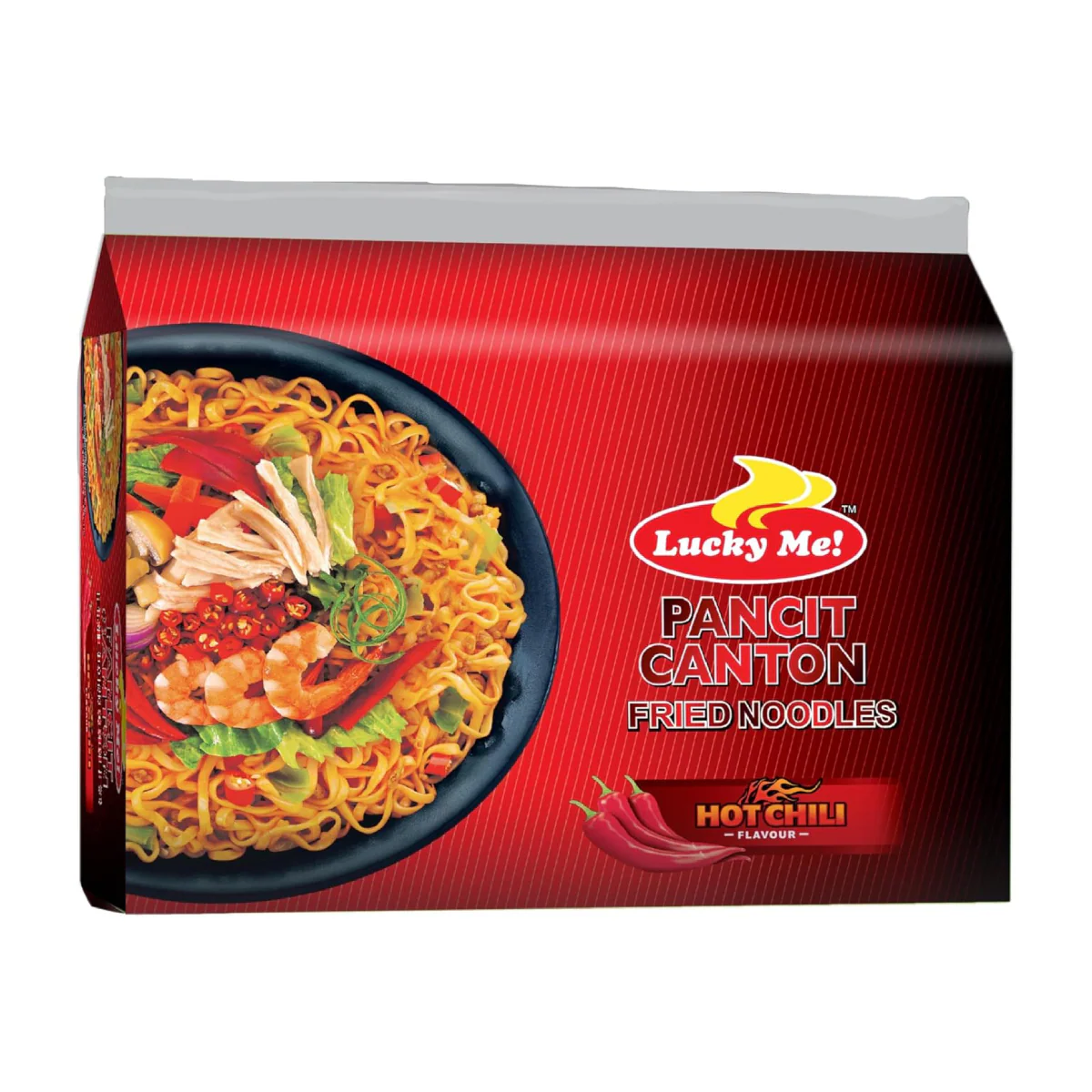 Lucky Me Instant Hot Chilli Pancit Canton Fried Noodles 60gm Pack of 6 - Image 2
