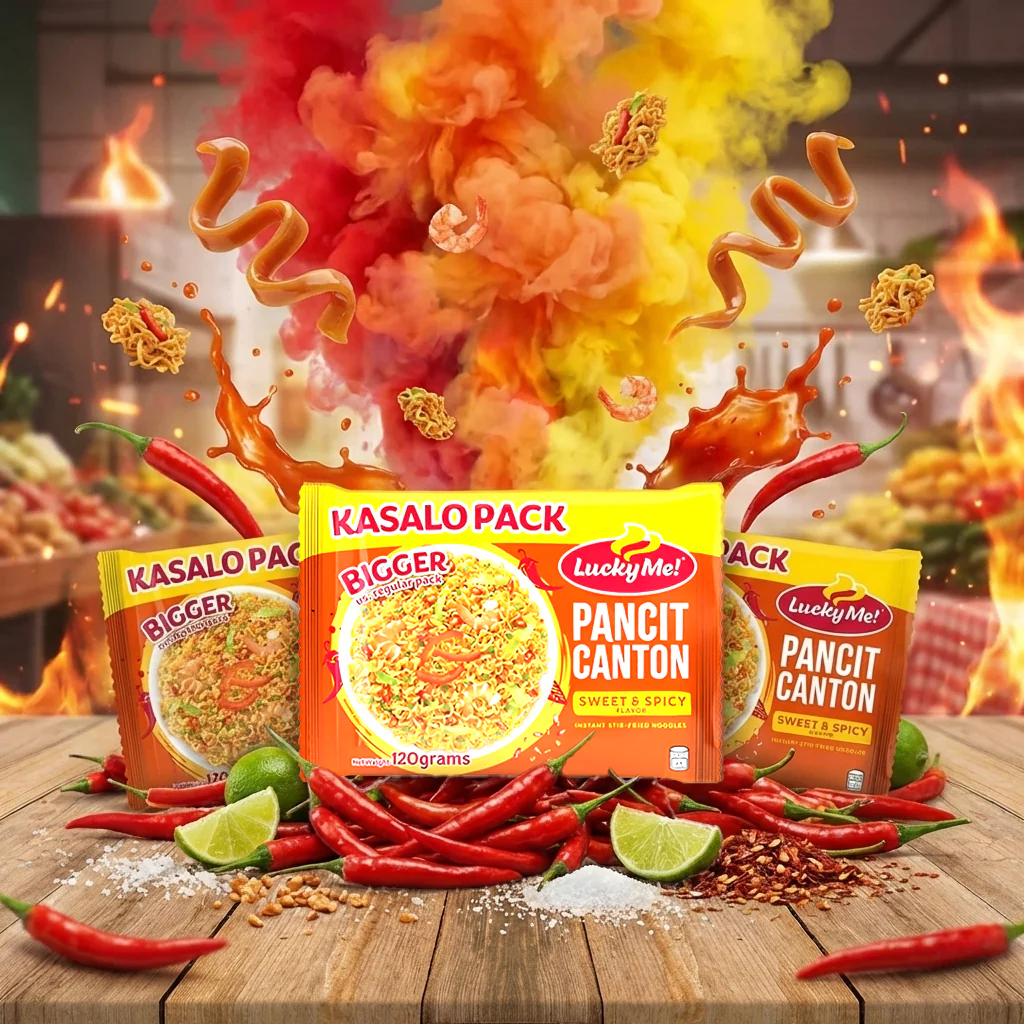 Lucky Me! Pancit Canton Sweet & Spicy KASALO Pack - 120g (3 Pcs Combo) - Image 2