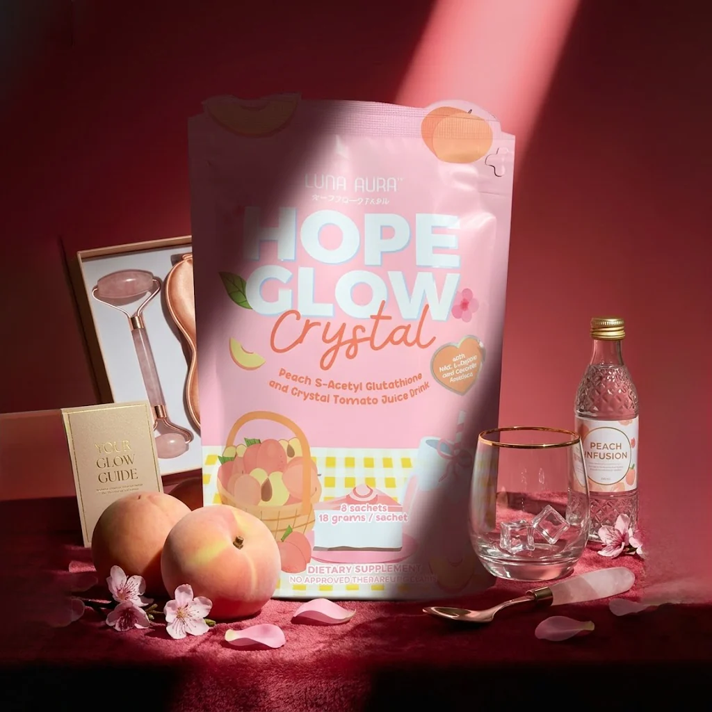 Luna Aura Hope Glow Crystal Peach Glutathione Juice Drink – 10 Sachets (18g each) - Image 10