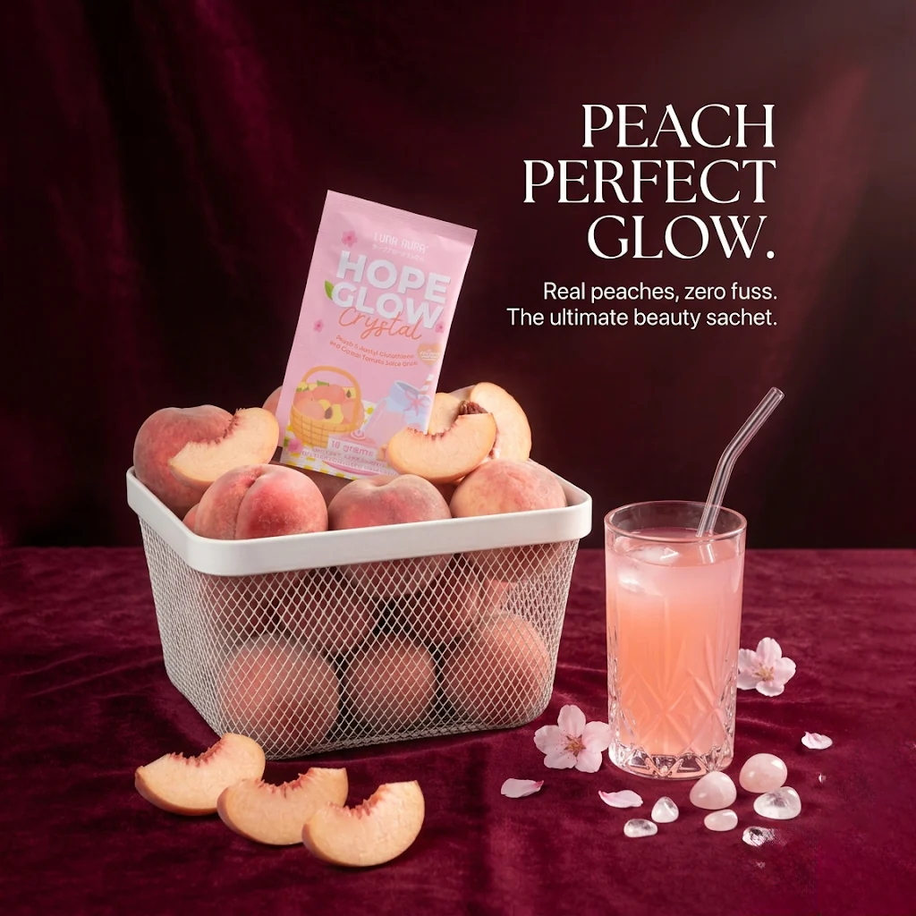 Luna Aura Hope Glow Crystal Peach Glutathione Juice Drink – 10 Sachets (18g each) - Image 11