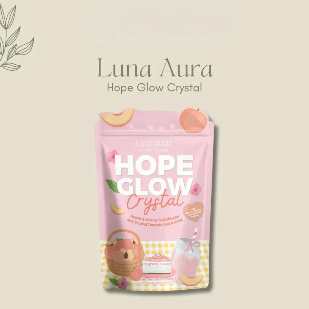 Luna Aura Hope Glow Crystal Peach Glutathione Juice Drink – 10 Sachets (18g each) - Image 2