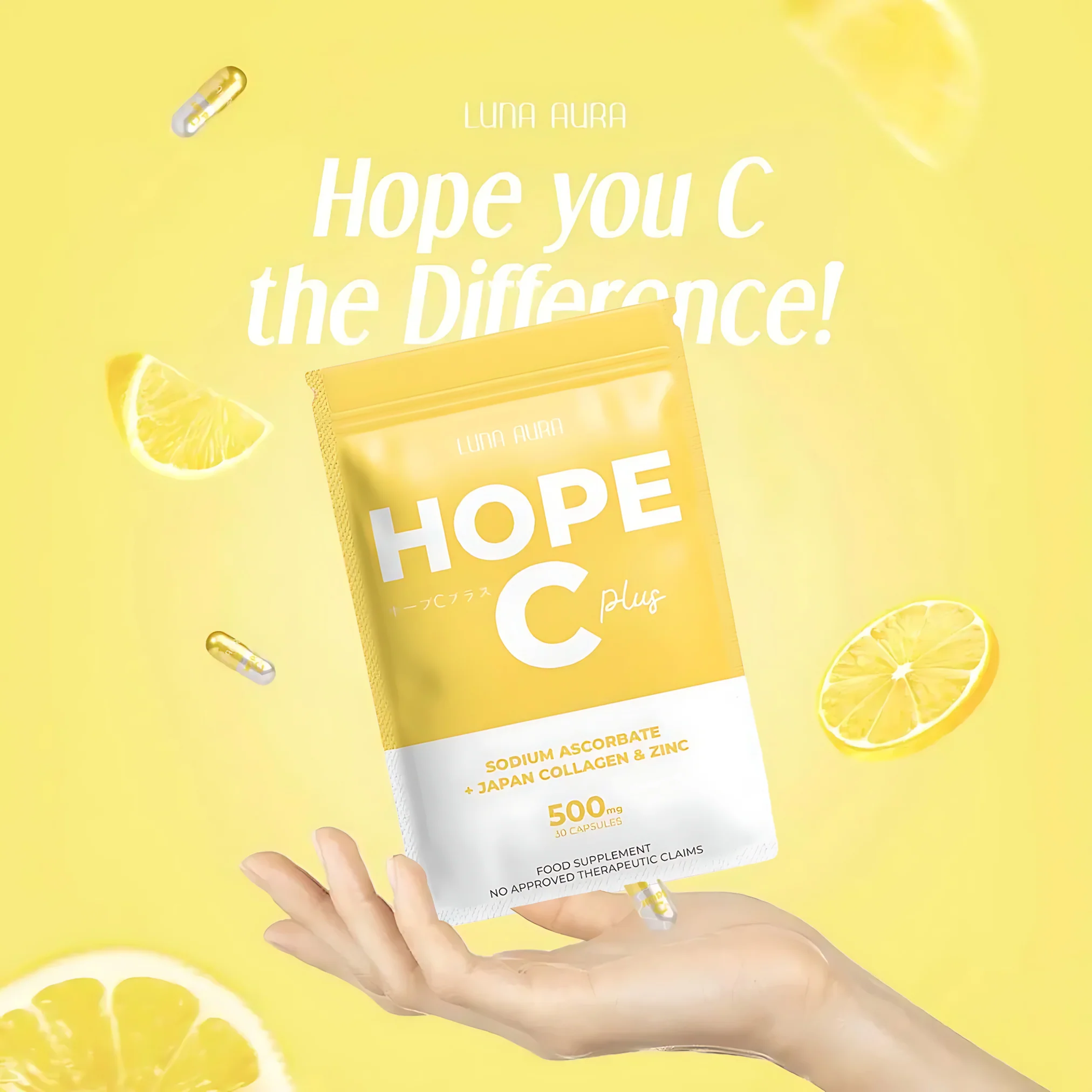 Luna Aura Hope C Plus – Sodium Ascorbate + Japan Collagen & Zinc (30 Capsules) - Image 2