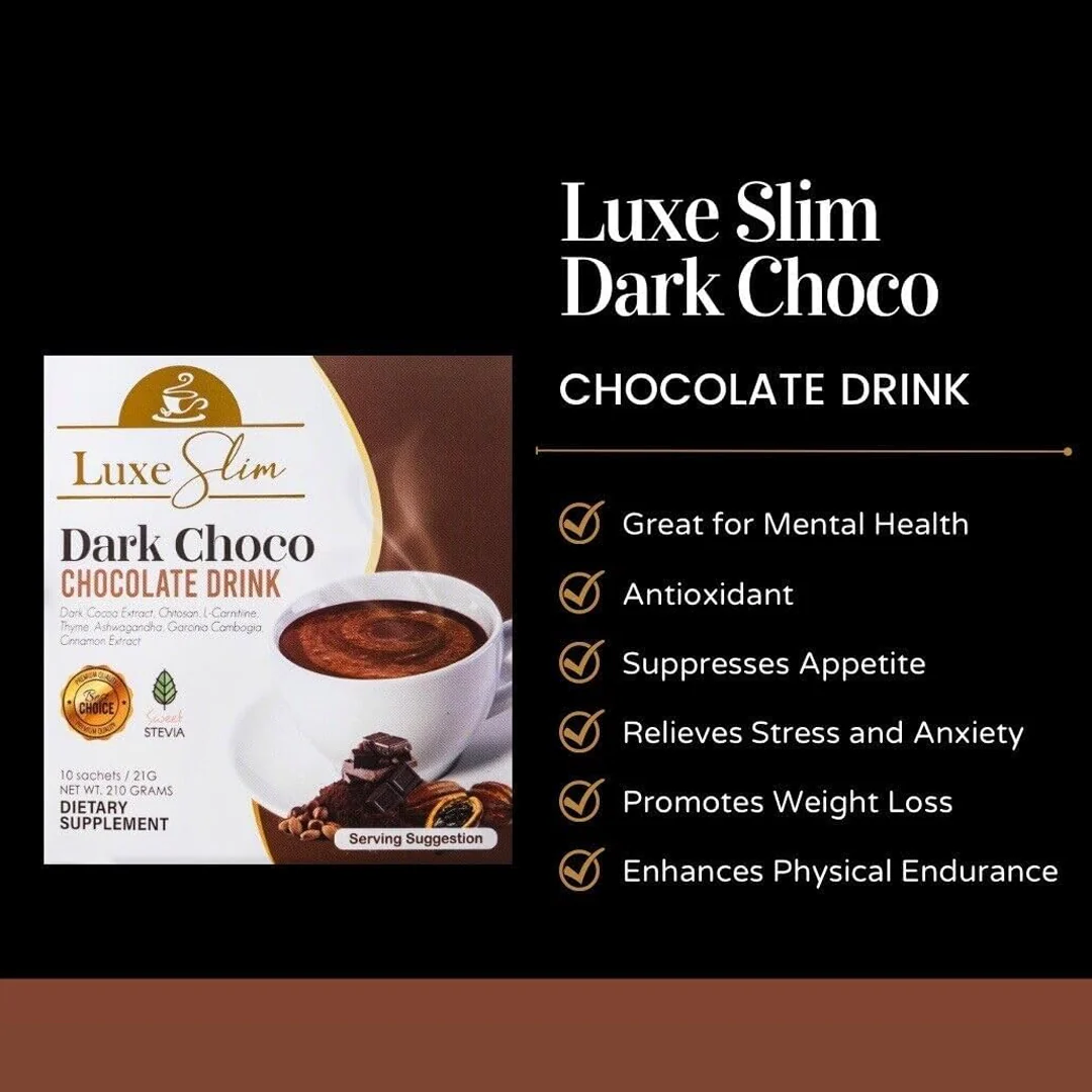 Luxe Beauty Dark Choco Chocolate Drink - 210g - Image 3