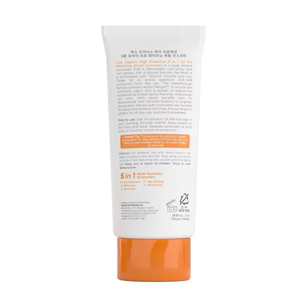 Luxe Organix 5-in-1 UV Pro Whitening Serum Sunscreen SPF 100 PA+++ - 40ml - Image 8