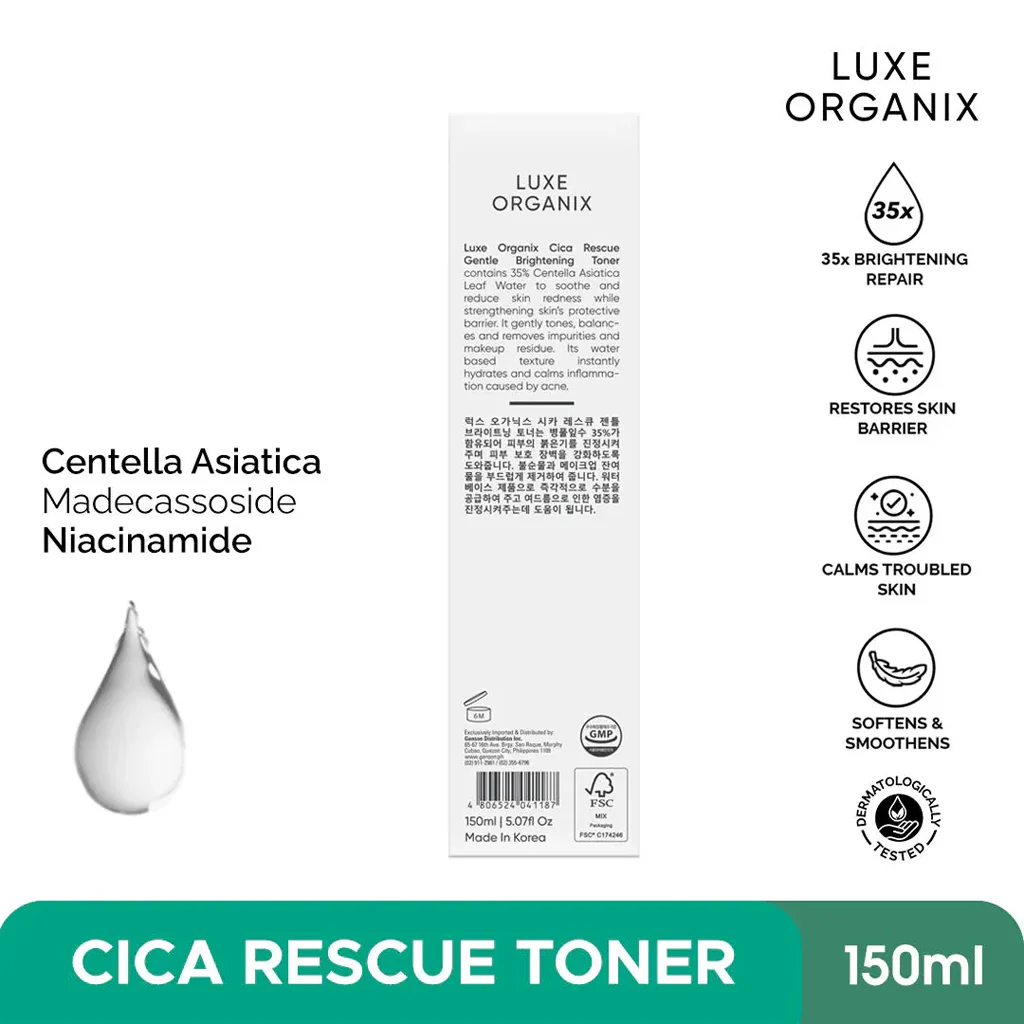 Luxe Organix Cica Rescue Gentle Brightening Toner – 150ml - Image 6