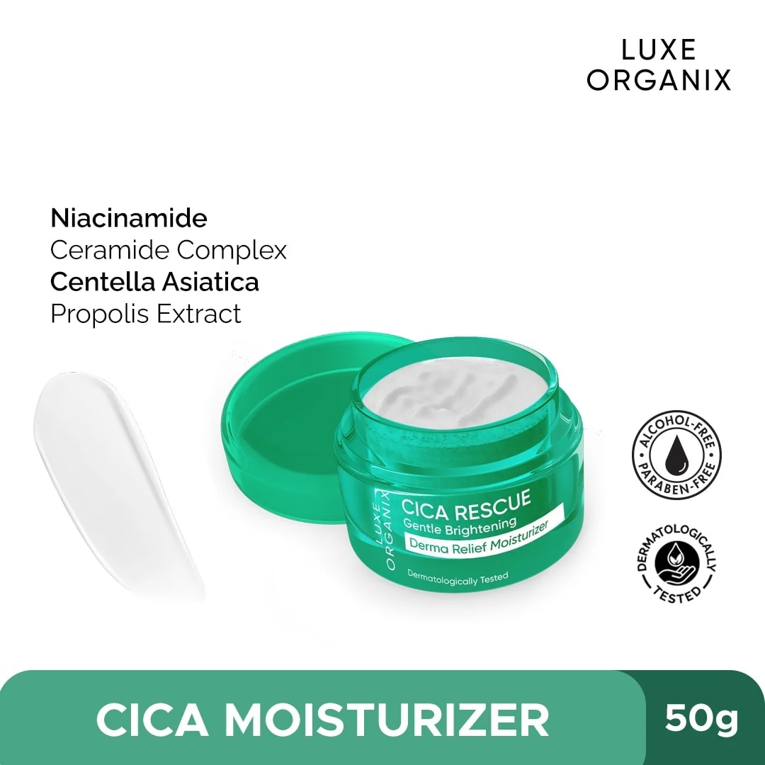 Luxe Organix Cica Rescue Gentle Brightening Derma Relief Moisturizer 50g - Image 3