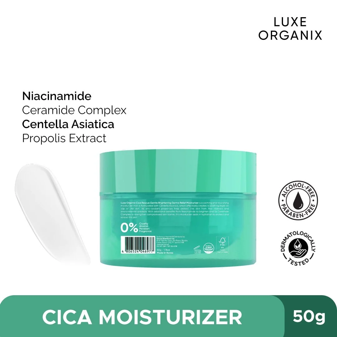 Luxe Organix Cica Rescue Gentle Brightening Derma Relief Moisturizer 50g - Image 4