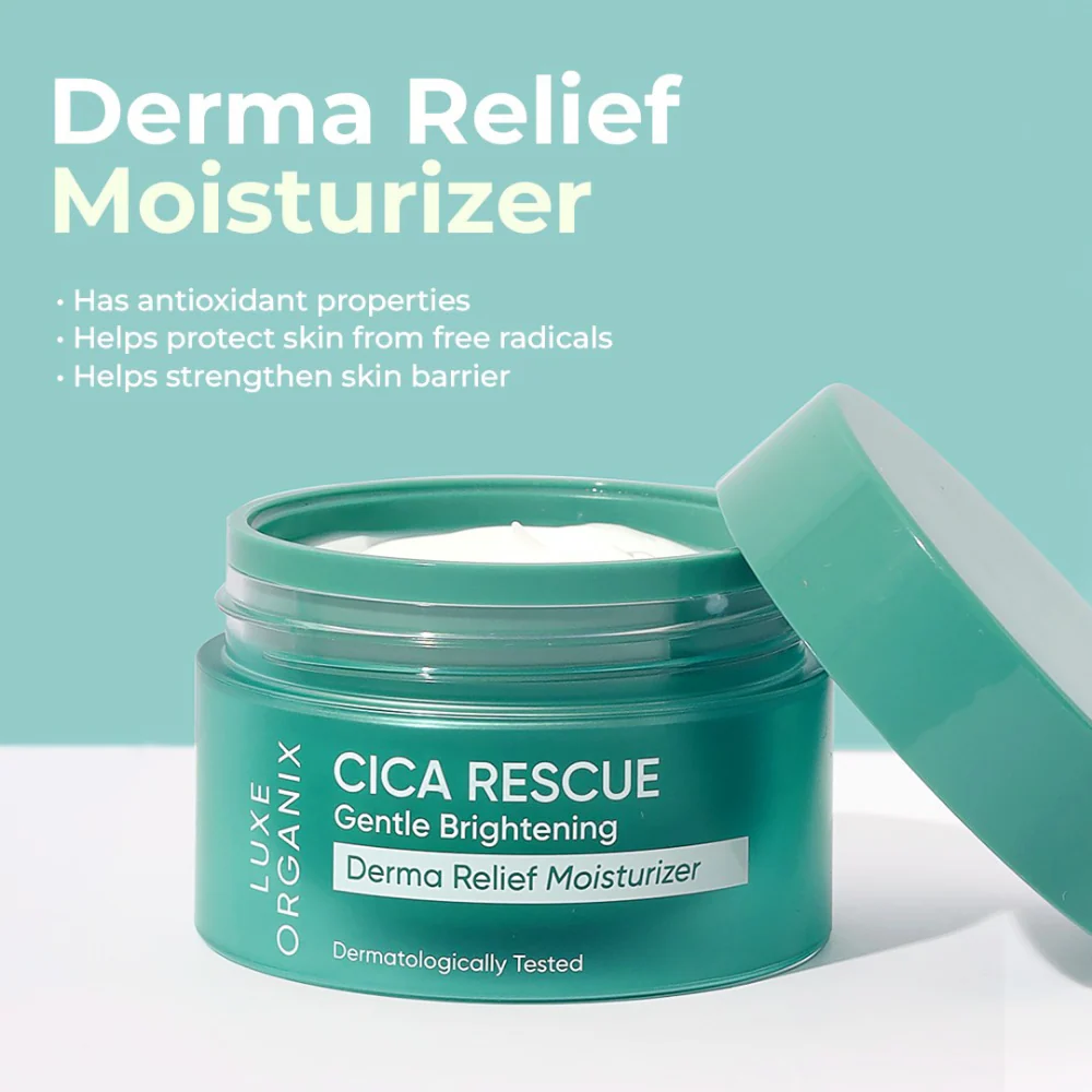 Luxe Organix Cica Rescue Gentle Brightening Derma Relief Moisturizer 50g - Image 5