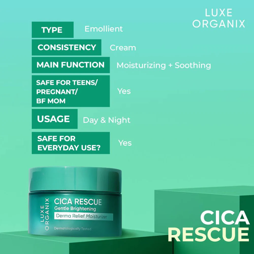 Luxe Organix Cica Rescue Gentle Brightening Derma Relief Moisturizer 50g - Image 9