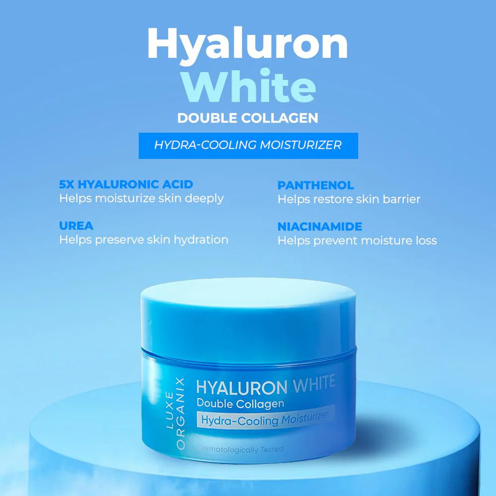Luxe Organix Hyaluron White Double Collagen Hydra-Cooling Moisturizer 50g - Image 4