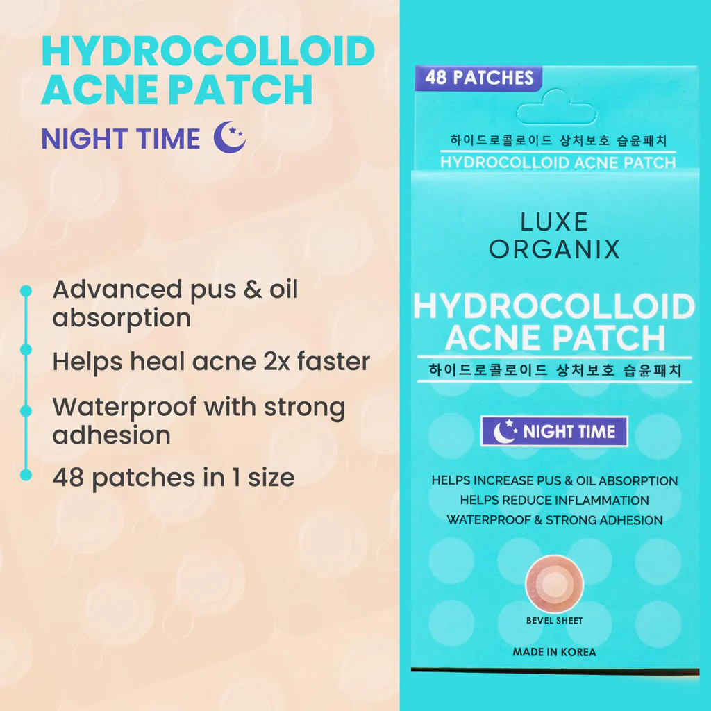 Luxe Organix Hydrocolloid Acne Patch – Night Time (48 Patches) - Image 9
