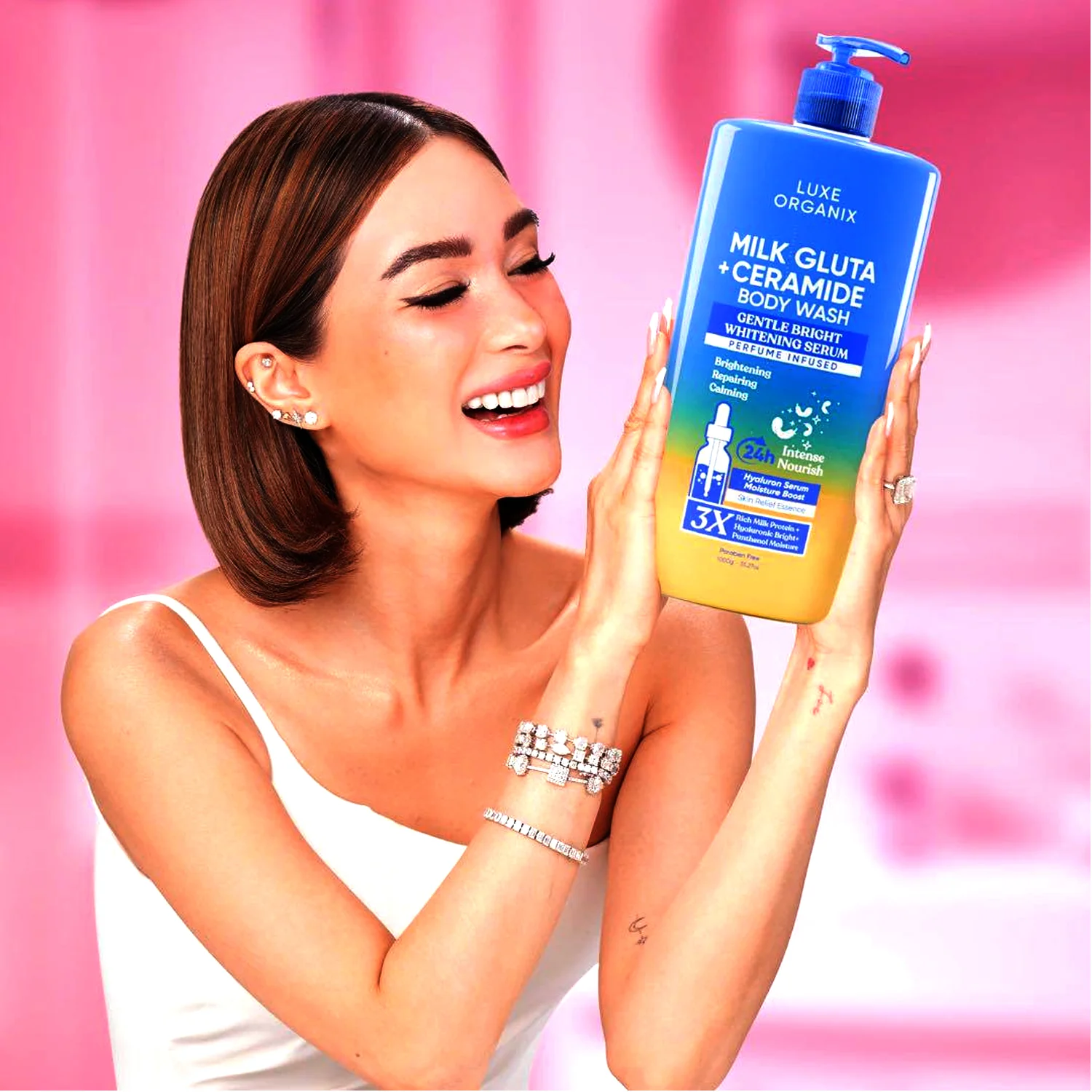 Luxe Organix Milk Gluta + Ceramide (Gentle Bright Whitening Serum) Body Wash - 1000ml - Image 5