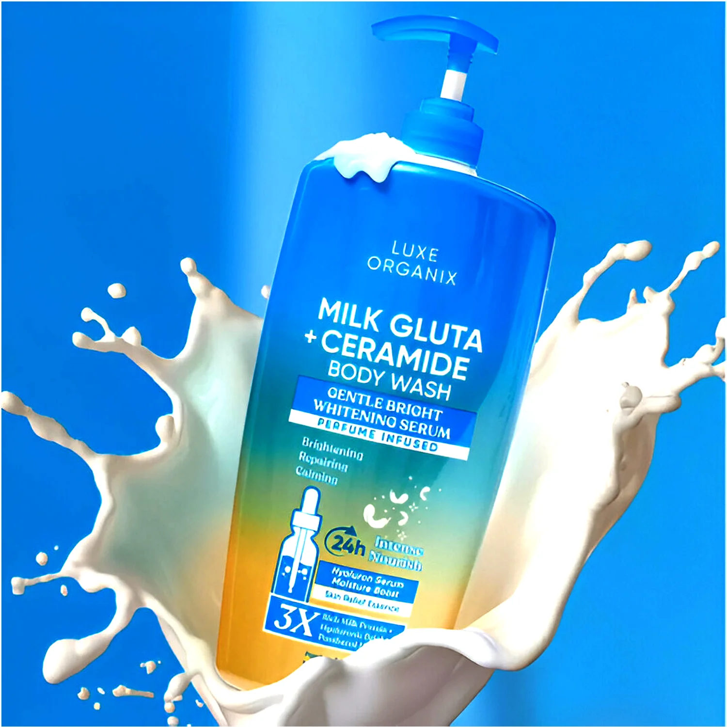 Luxe Organix Milk Gluta + Ceramide (Gentle Bright Whitening Serum) Body Wash - 1000ml - Image 6