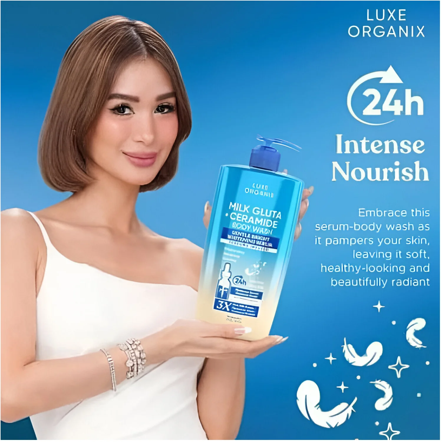 Luxe Organix Milk Gluta + Ceramide (Gentle Bright Whitening Serum) Body Wash - 1000ml - Image 9