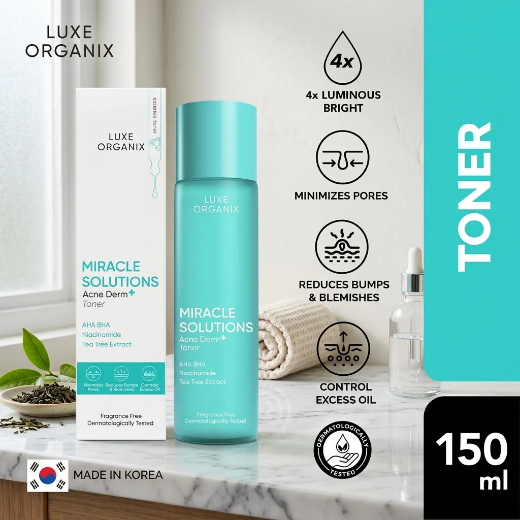 Luxe Organix Miracle Solutions Acne Derm+ Toner – 150ml - Image 3