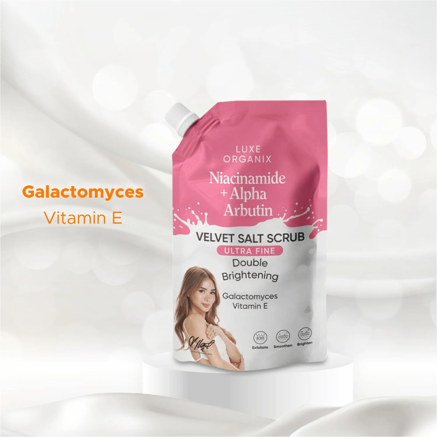 Luxe Organix Niacinamide + Alpha Arbutin Velvet Salt Scrub - 300g - Image 6