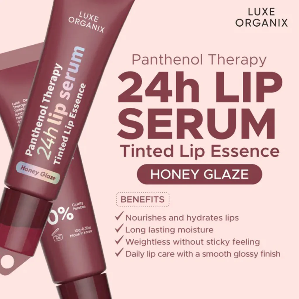 Luxe Organix Panthenol Therapy 24H Lip Serum – Honey Glaze (10g) - Image 2