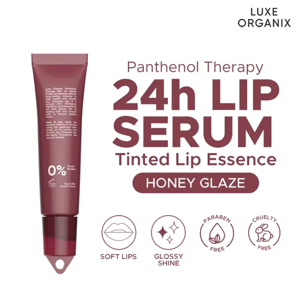 Luxe Organix Panthenol Therapy 24H Lip Serum – Honey Glaze (10g) - Image 7