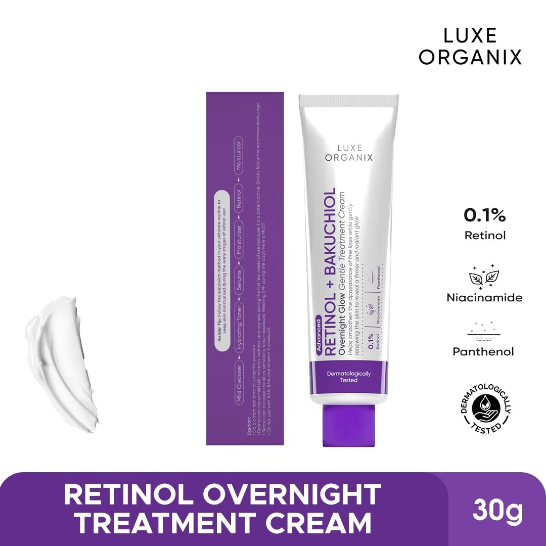 Luxe Organix Retinol + Bakuchiol Overnight Glow Gentle Treatment Cream - 30g - Image 2