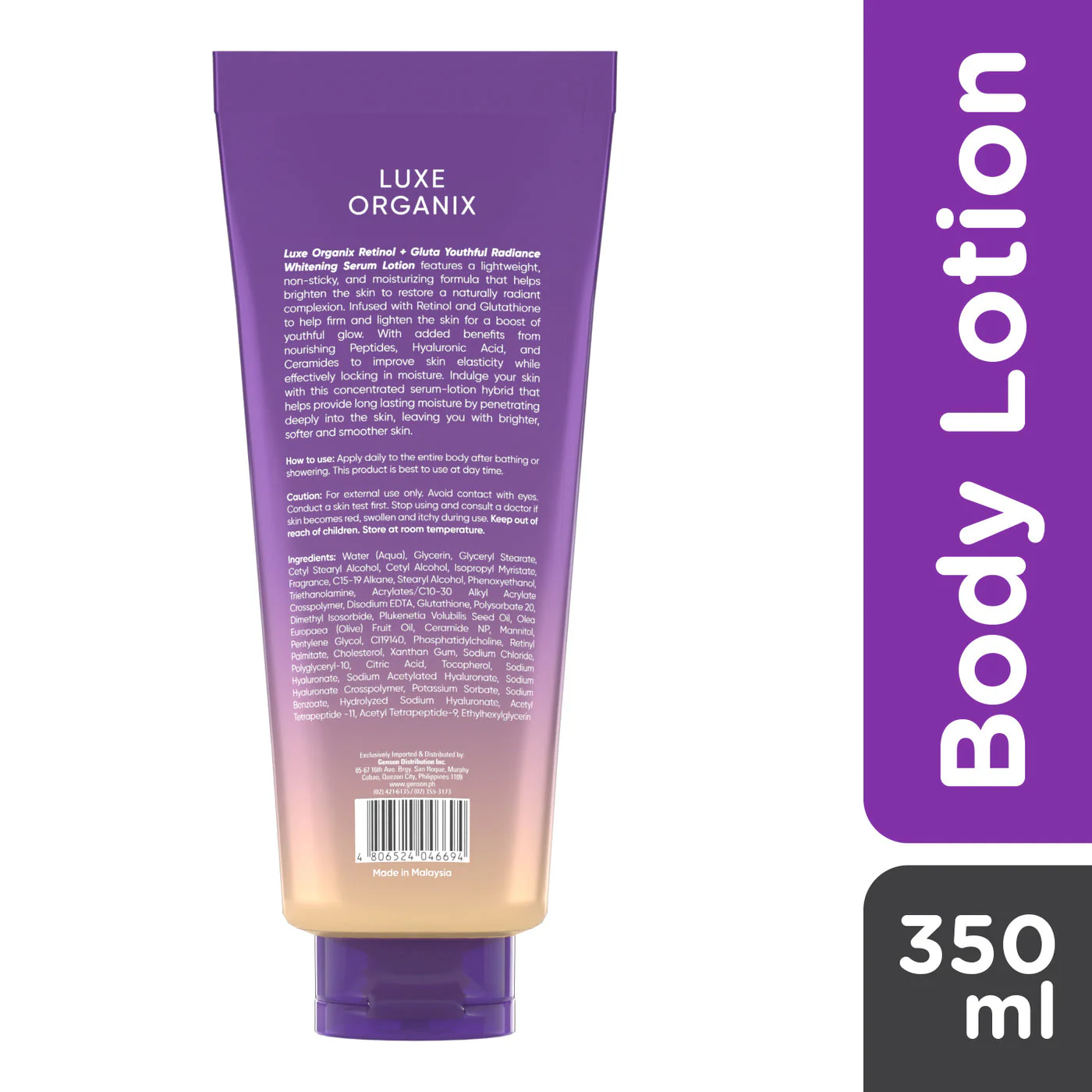 Luxe Organix Retinol + Gluta Youthful Radiance Whitening Serum Lotion - 350ml - Image 3
