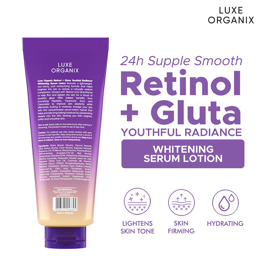 Luxe Organix Retinol + Gluta Youthful Radiance Whitening Serum Lotion - 350ml - Image 6