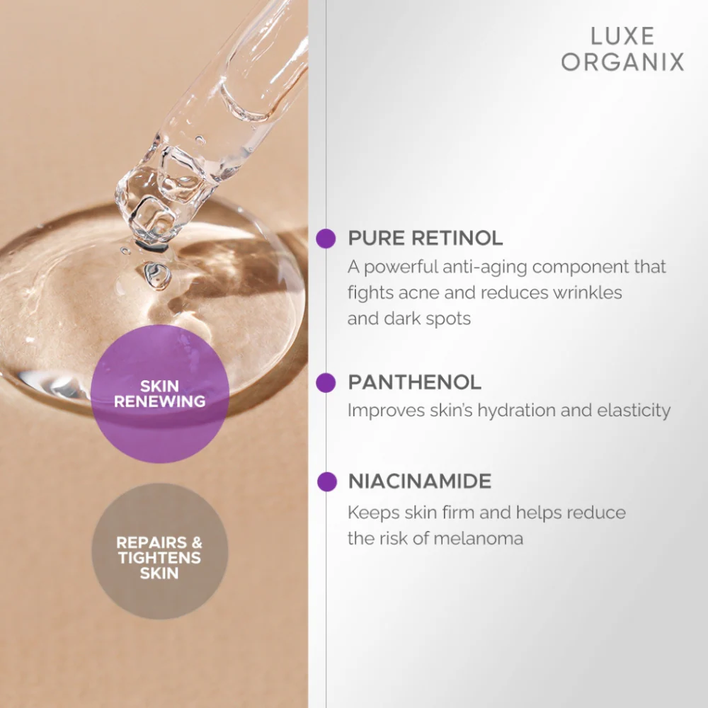 Luxe Organix Retinol Radiance Overnight Botox Lift Serum - 30ml - Image 4